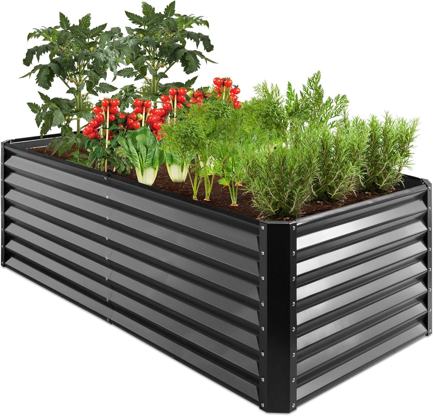Best Choice Products 6x3x2ft Outdoor Metal Raised Garden Bed, Planter Box for Vegetables, Flowers, Herbs - Gray