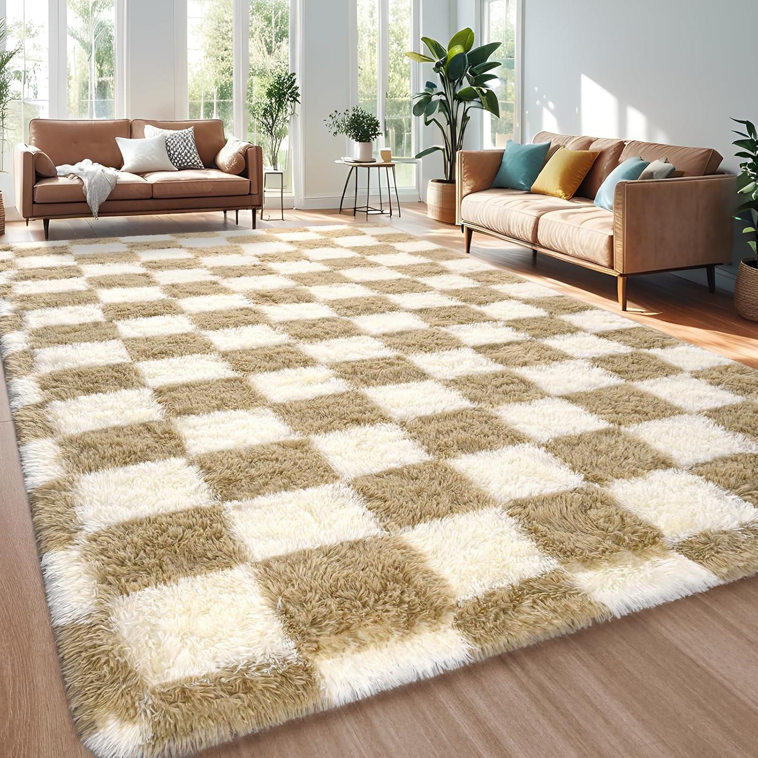 Corrigan Studio® Haylee Super Lightweight Plastic Straw Rug Checkered Black/White Outdoor Area Rug