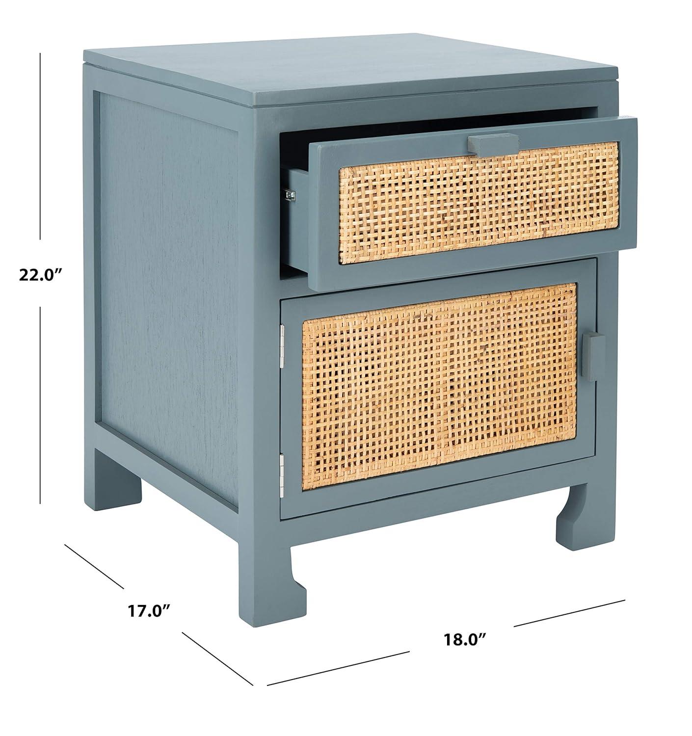 Dave 1 Drawer 1 Door Nightstand - Blue Grey/Natural - Safavieh.