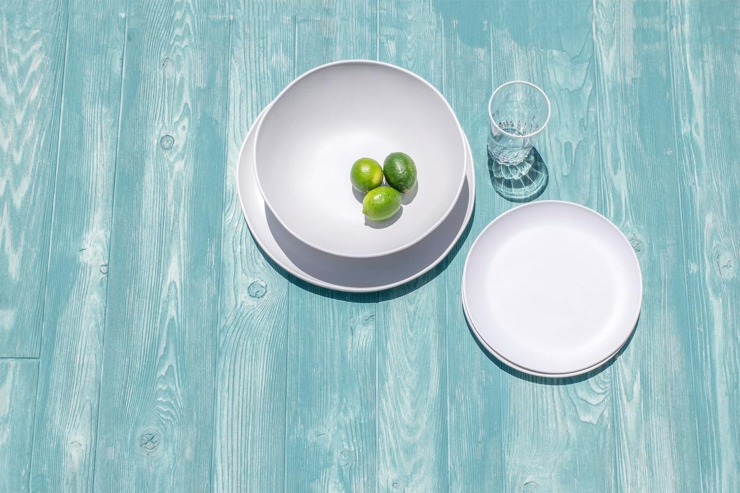 Matte White Melamine 10.5" Dinner Plates, Set of 6