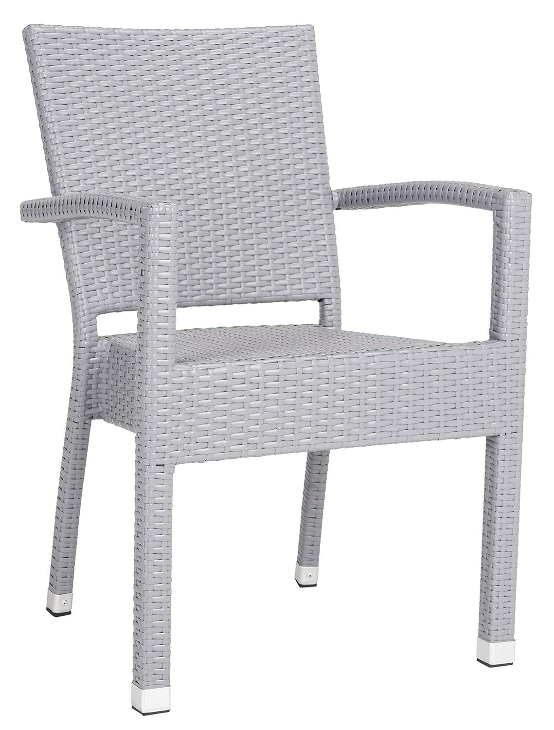 Kelda Stackable Arm Chair Indoor/Outdoor (Set Of 2) - PAT4004 - Grey - Safavieh