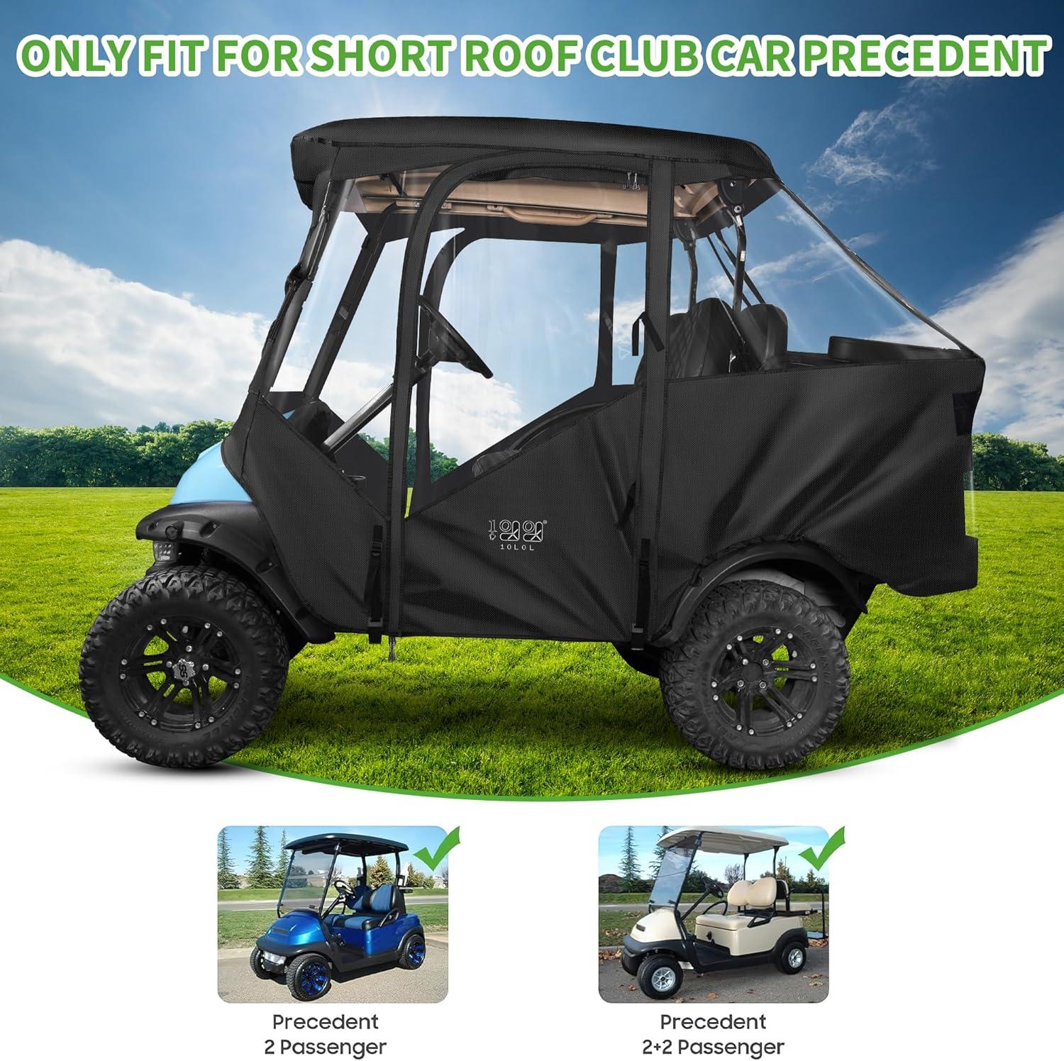 10L0L Golf Cart Cover 4 Passenger for Yamaha EZGO Club Car, 420D Waterproof Sunproof Dustproof Enclosure Cover, Black