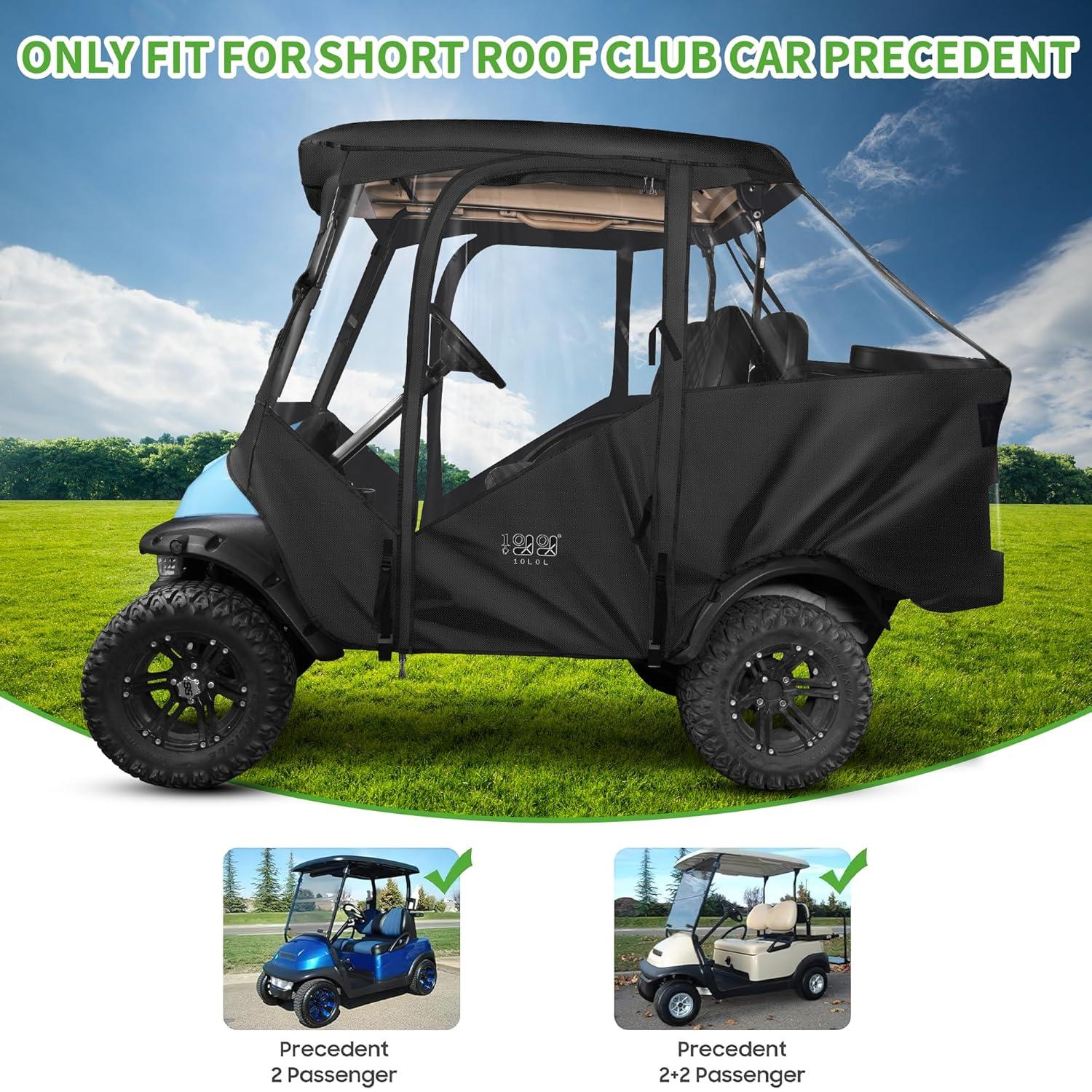 10L0L Golf Cart Cover 4 Passenger for Yamaha EZGO Club Car, 420D Waterproof Sunproof Dustproof Enclosure Cover, Black
