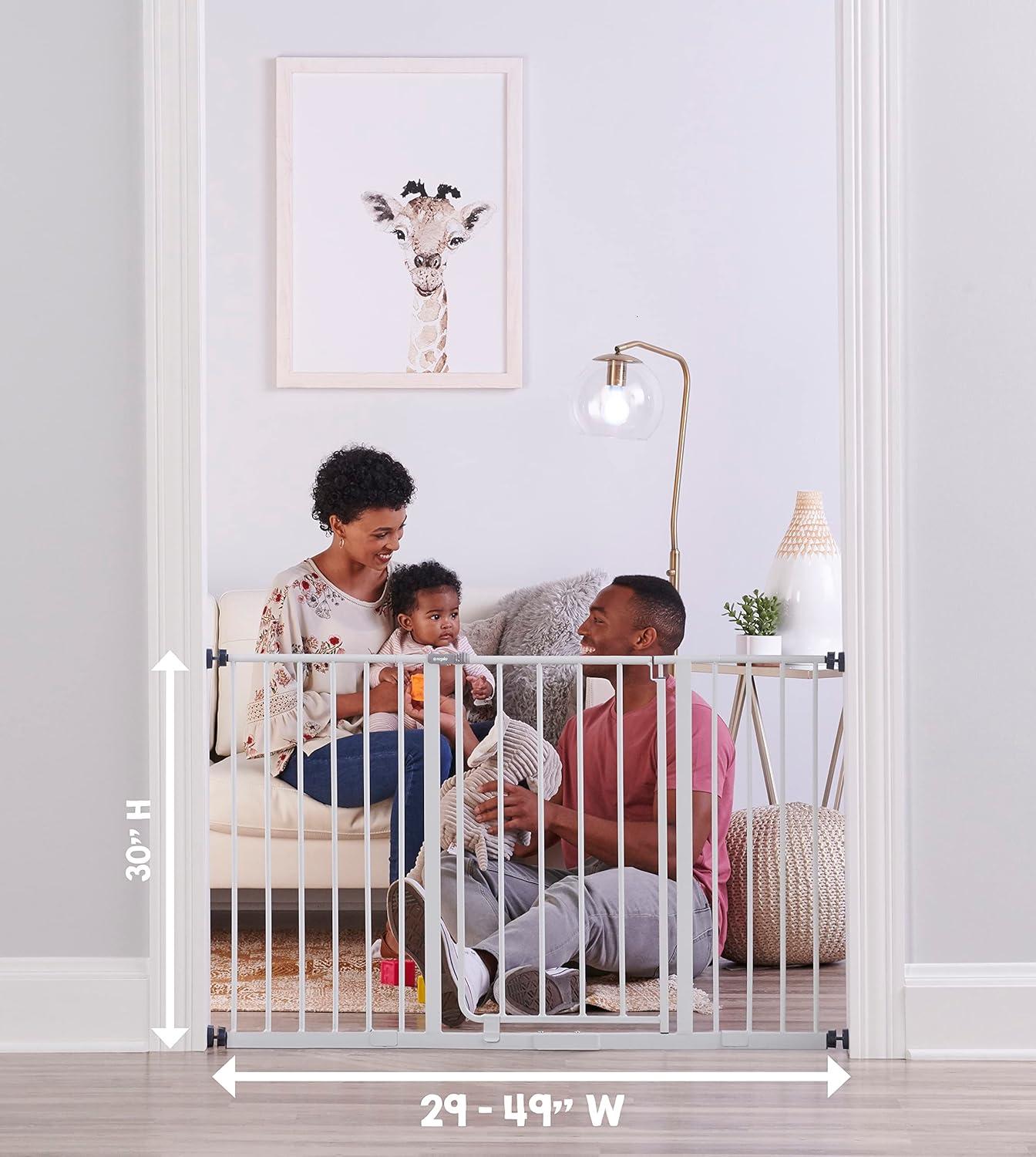 Extra Wide White Metal Walk-Through Baby Gate