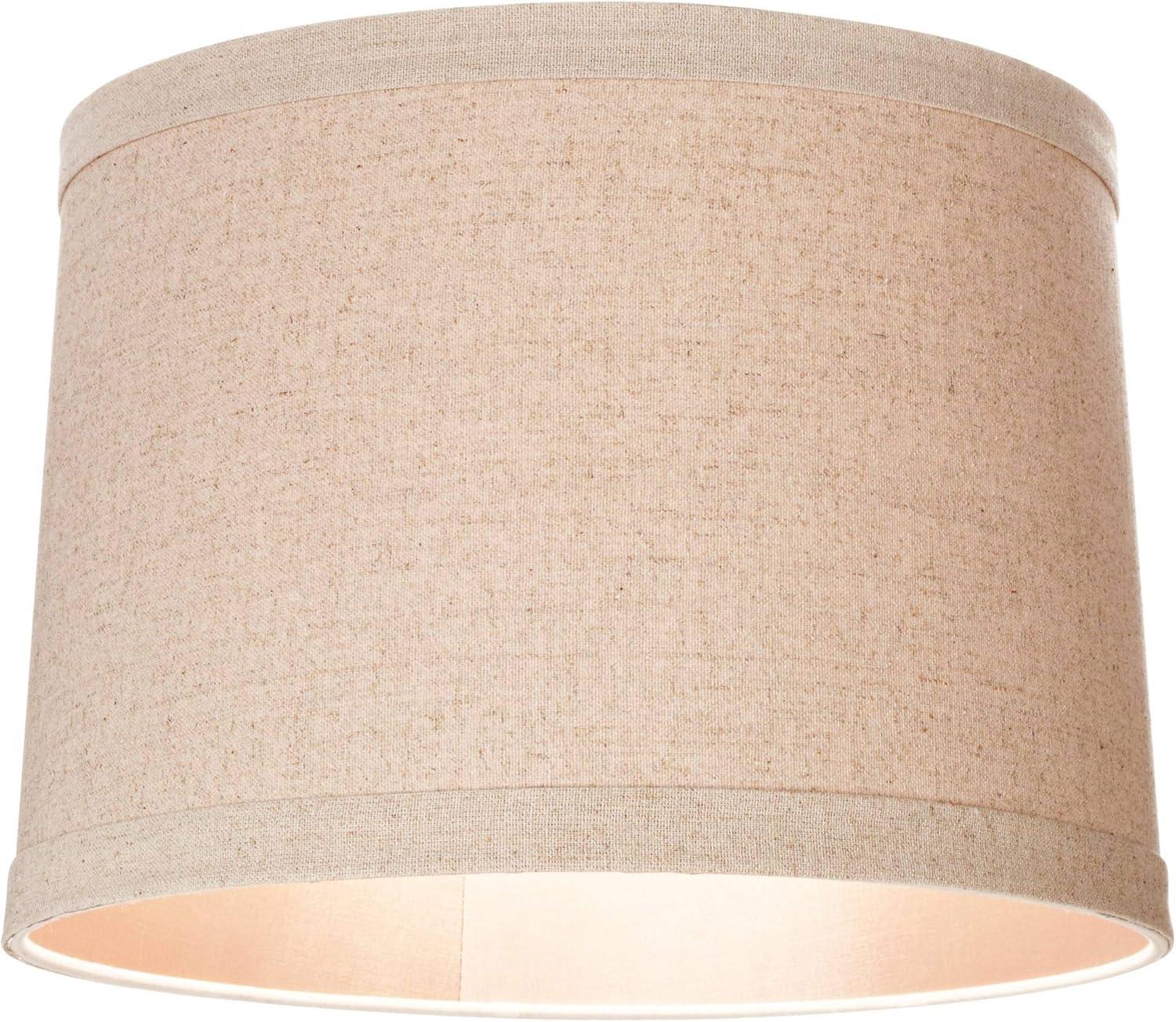 Natural Linen Medium Drum Lamp Shade with Taupe Liner, 10" High