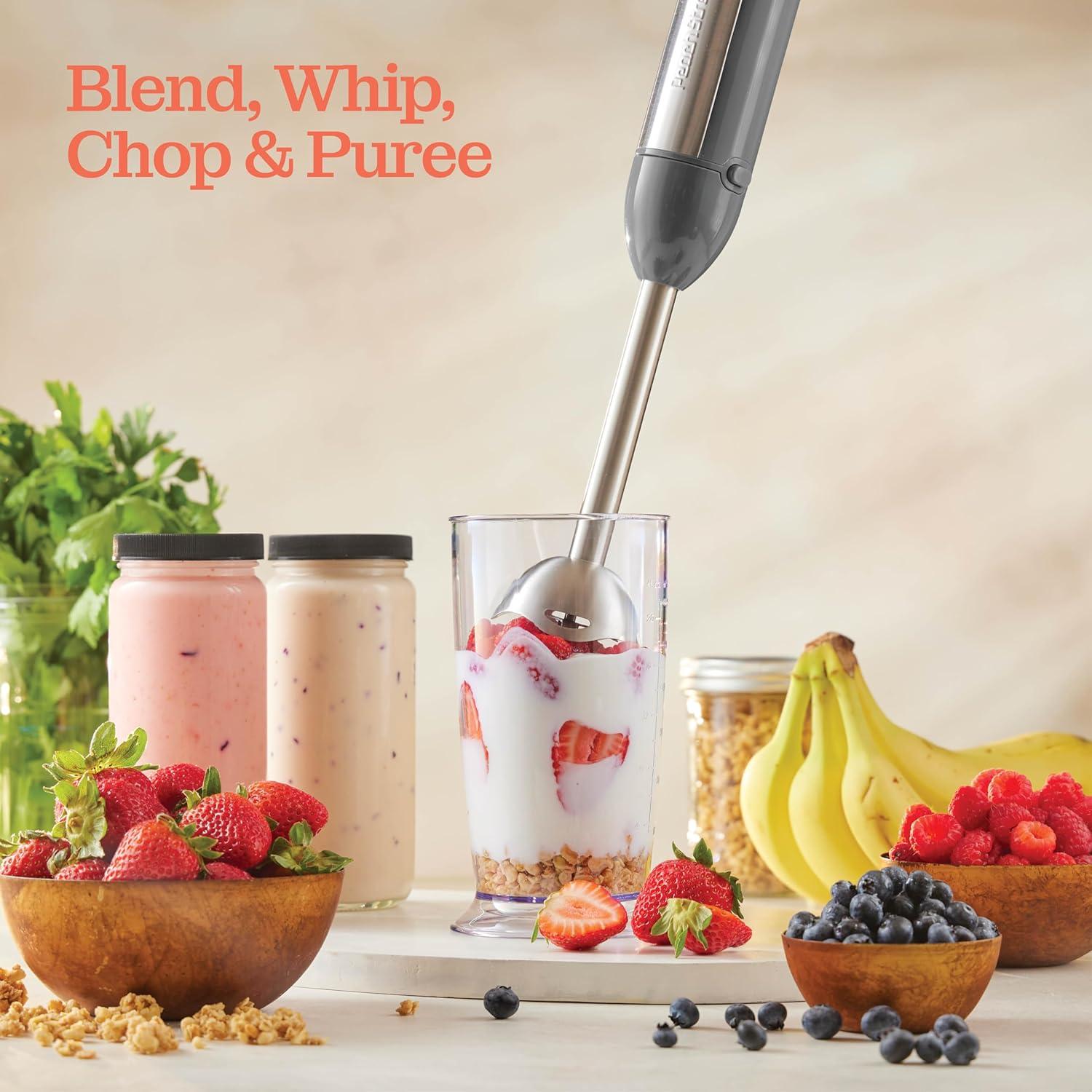 Peach Street Electric Immersion Blender Handheld, 500W Turbo Mode, Hand Kitchen Blender Stick for Soup, Smoothie, Puree, Baby Food, Stainless Steel