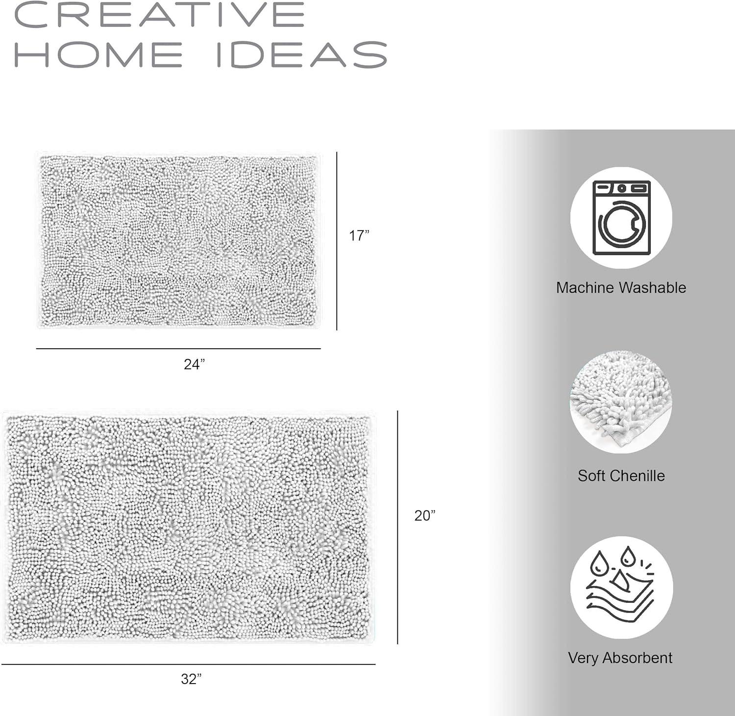 Creative Home Ideas Bathroom Sets with Shower Curtain and Rugs| Shower Curtain Sets with Rugs, Shower Curtain, Liner Set, 2 Chenille Bathmats and 12 Hooks | 70 x72 | White/Turquoise Ombre