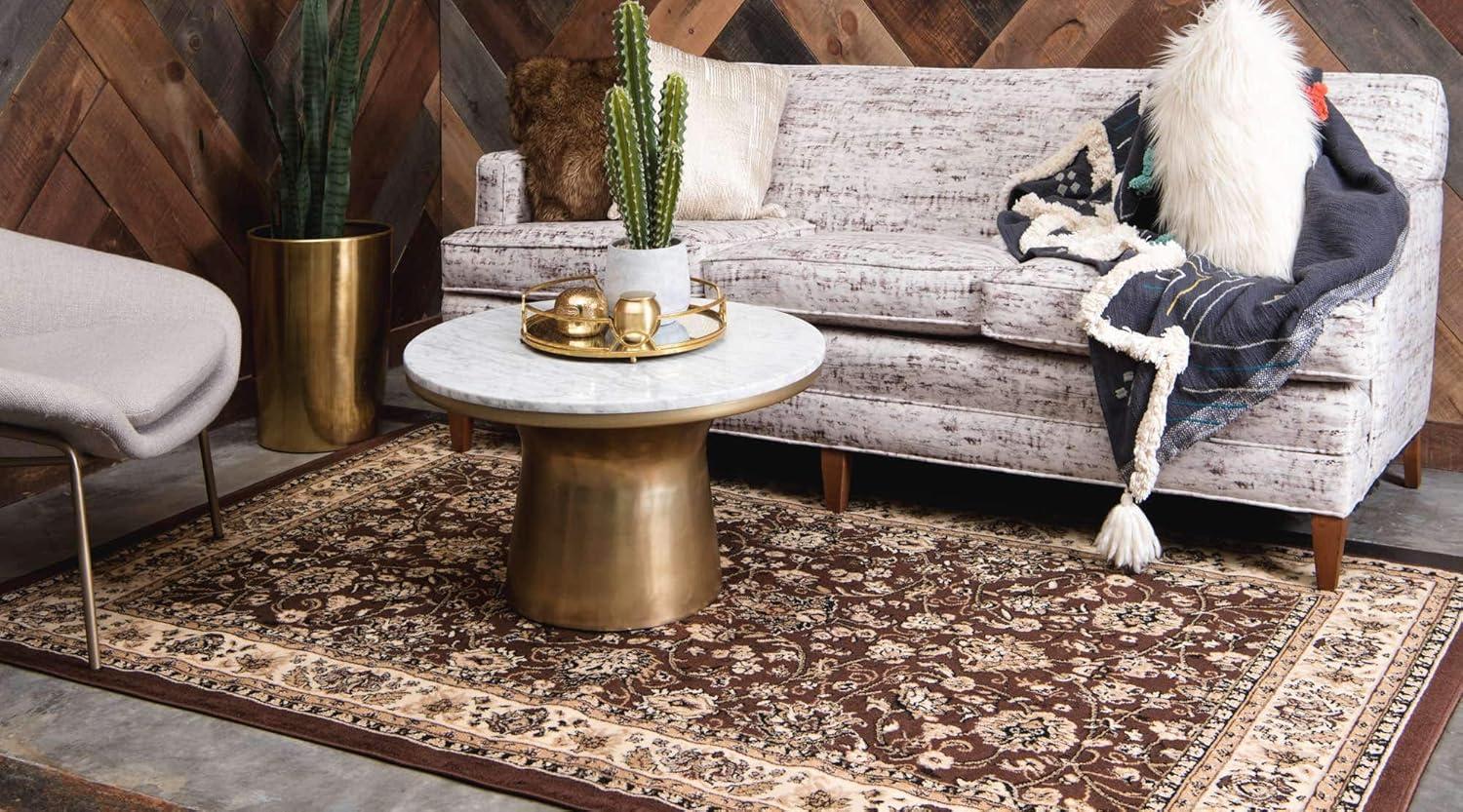 Unique Loom 5' 1 x 8' 0 Sialk Hill Washington Brown Area Rug