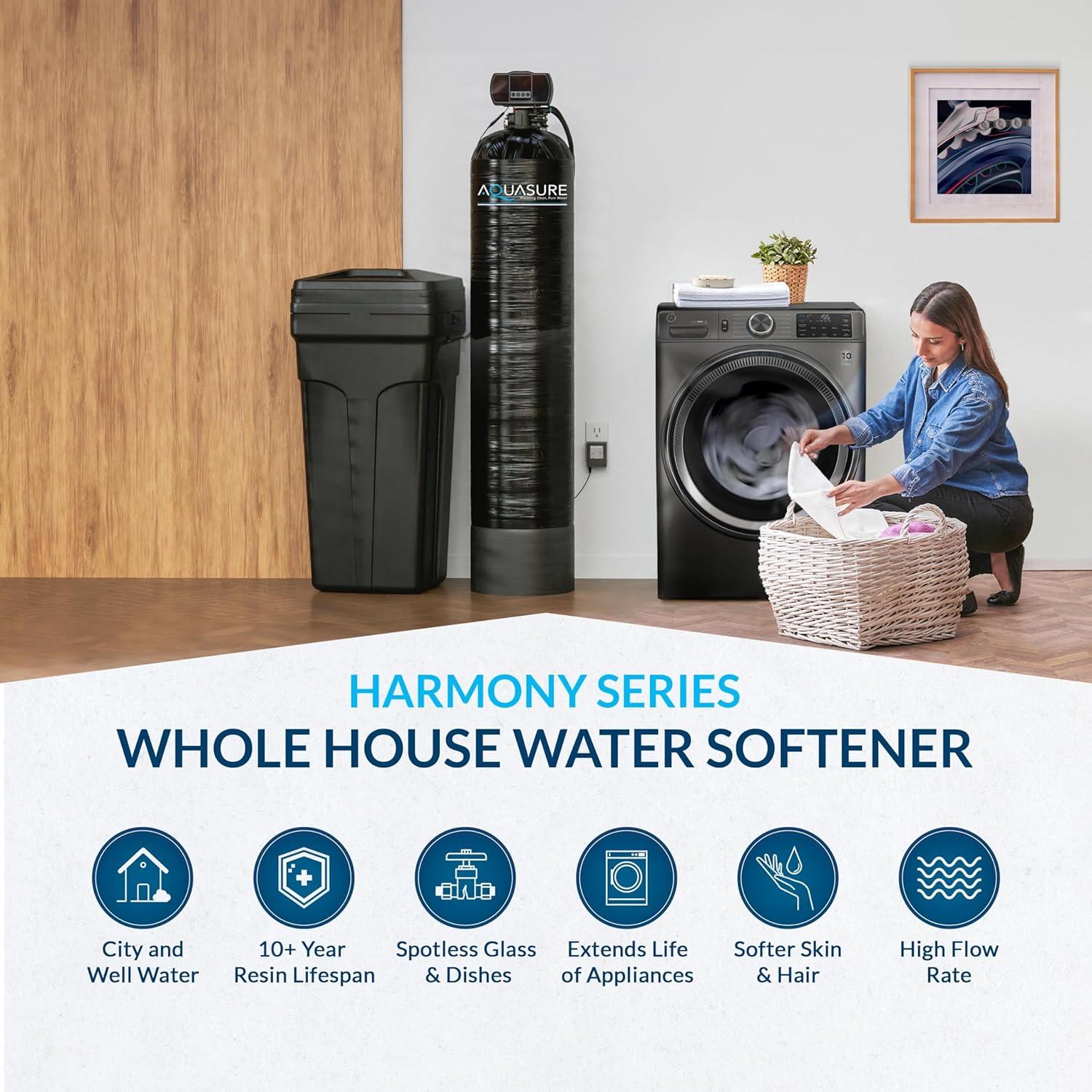 Aquasure Harmony Series 48,000 Grains Whole House Water Softener for 3-4 bathrooms (AS-HS48D)