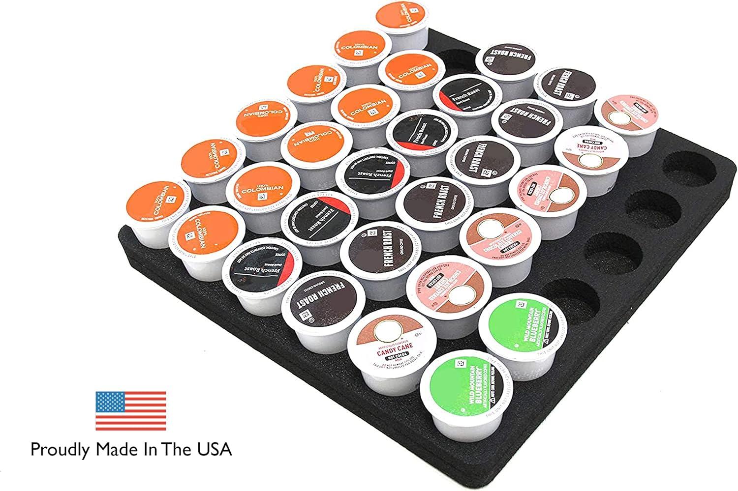 Black Foam Coffee Pod Storage Organizer Tray for 36 Pods