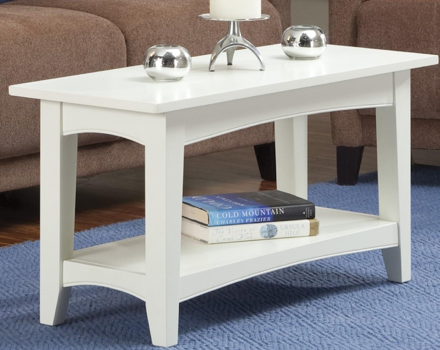 Alaterre Furniture Shaker Cottage Bench with Shelf, Ivory