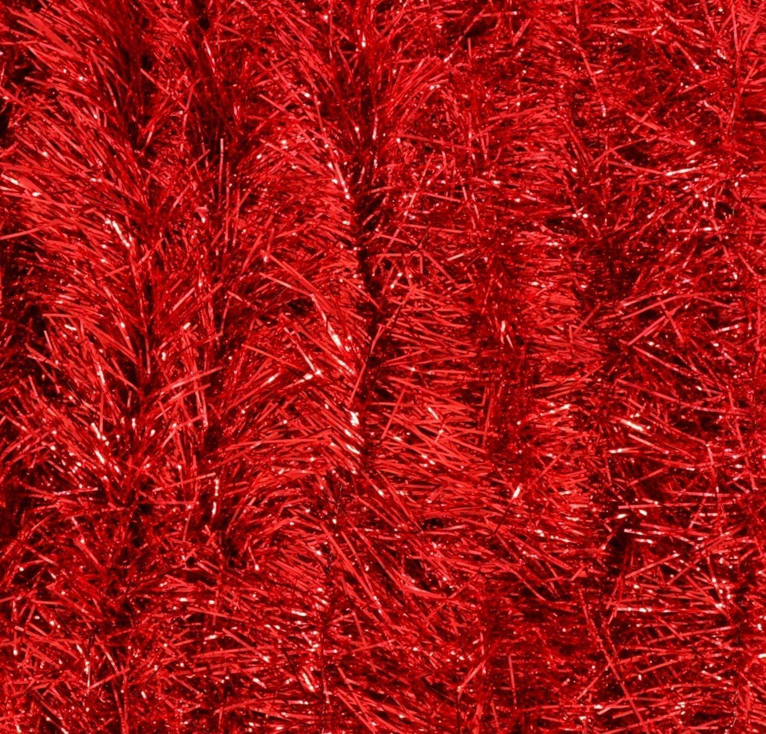 Red Metallic Tinsel Garland 30 ft Holiday Decoration