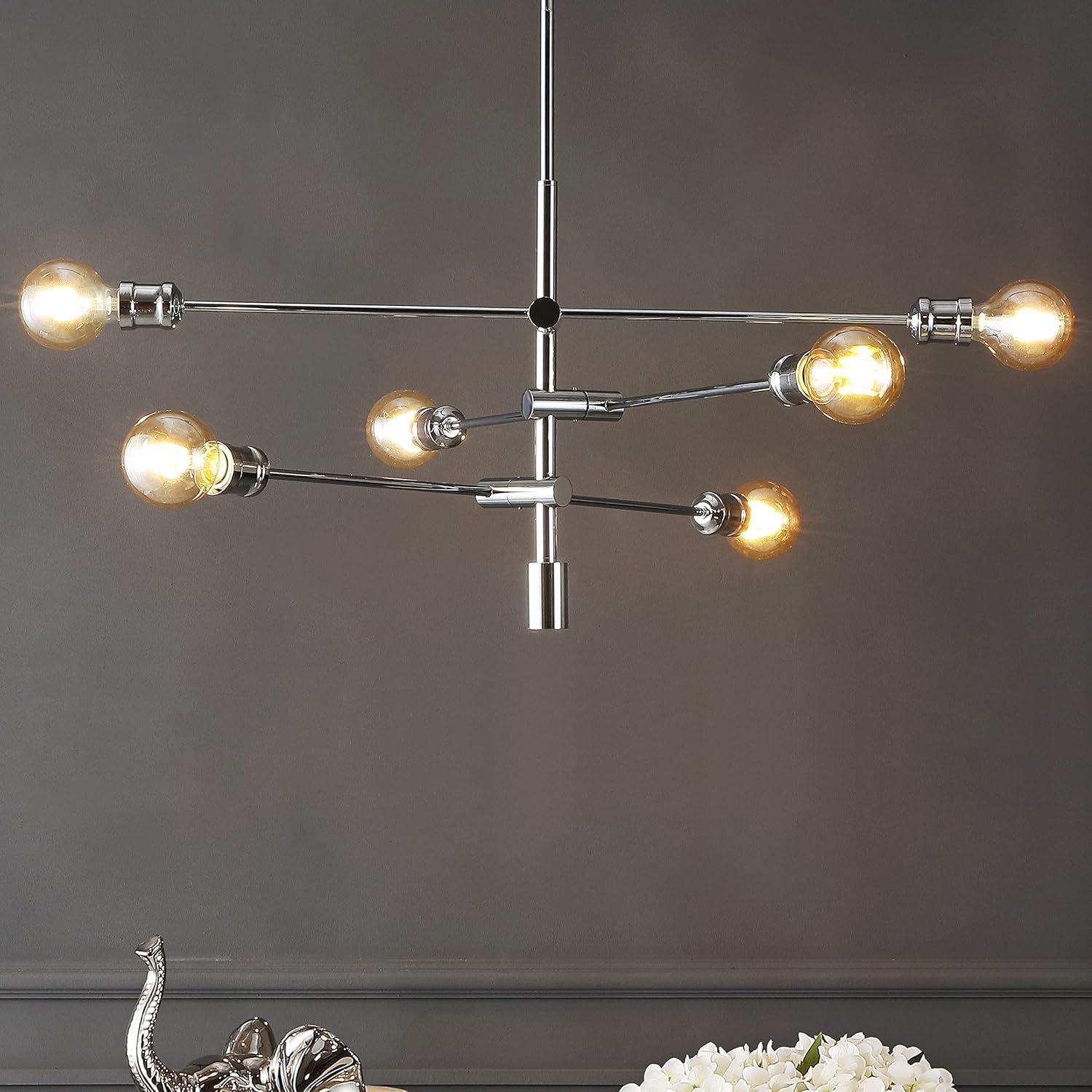 Atlas 36" Chrome 6-Light Adjustable Arm LED Sputnik Chandelier