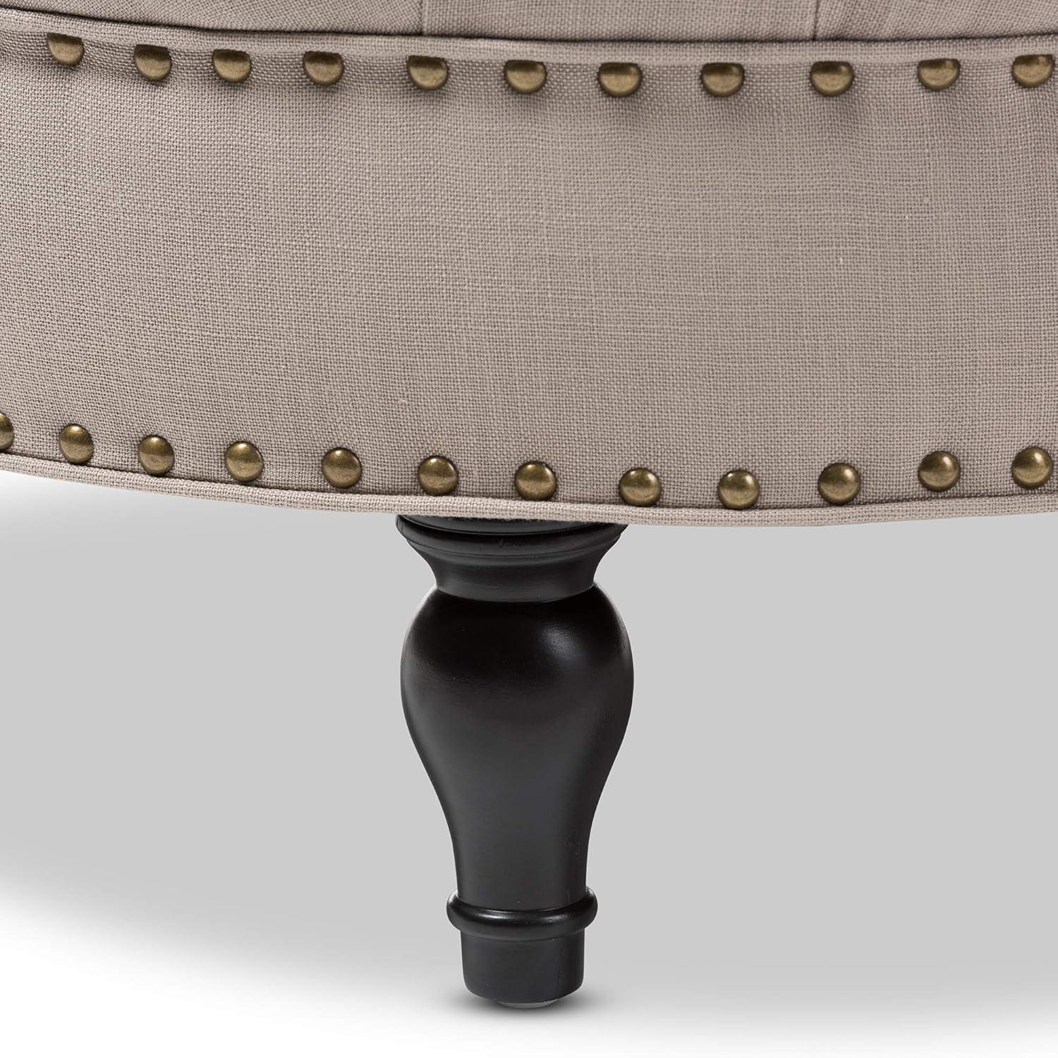 Baxton Studio Palfrey Beige Linen Modern Tufted Ottoman