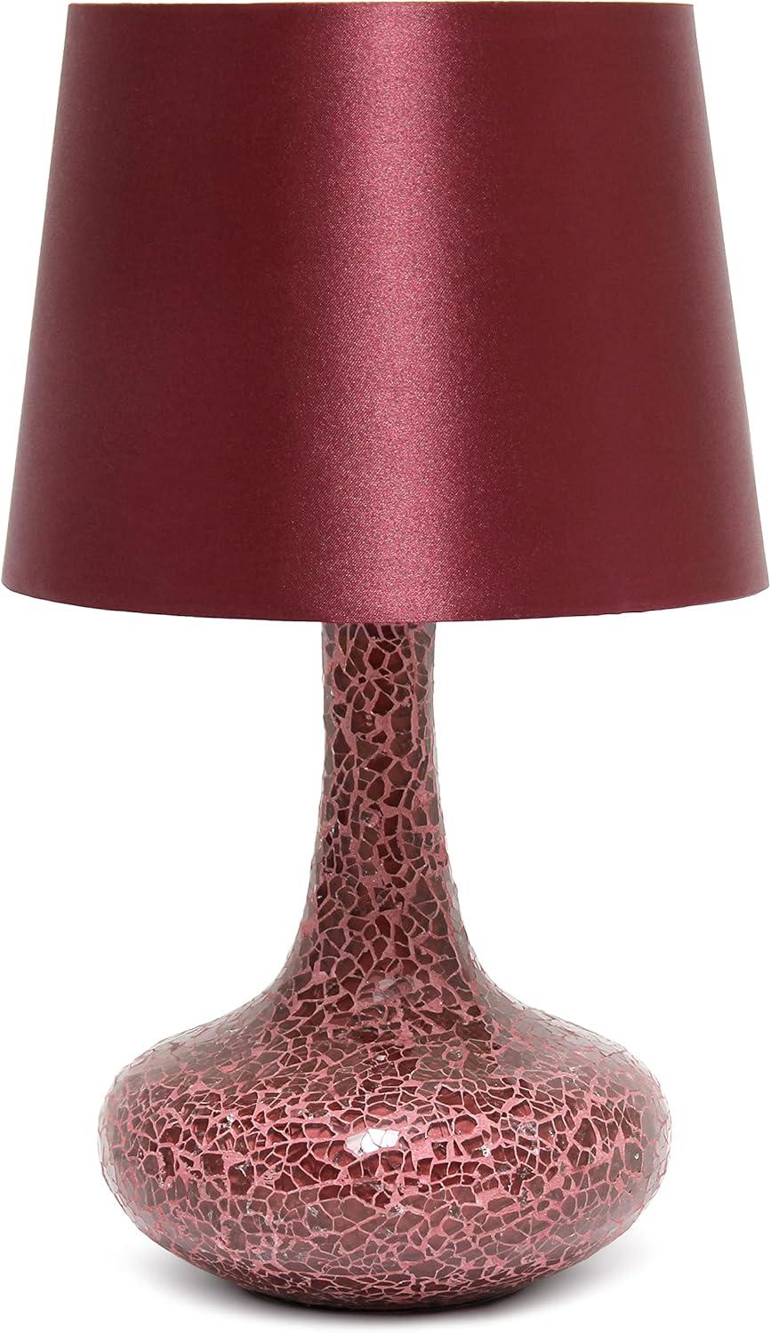 Mosaic Tiled Glass Genie Table Lamp with Fabric Shade Red - Simple Designs: Chic Bedside & Nightstand Decor