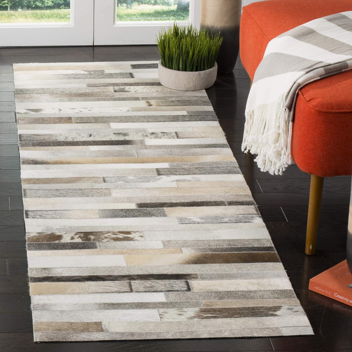 Studio Leather STL218 Hand Woven Indoor Runner Rug - Grey/Ivory - 2'3"x8' - Safavieh
