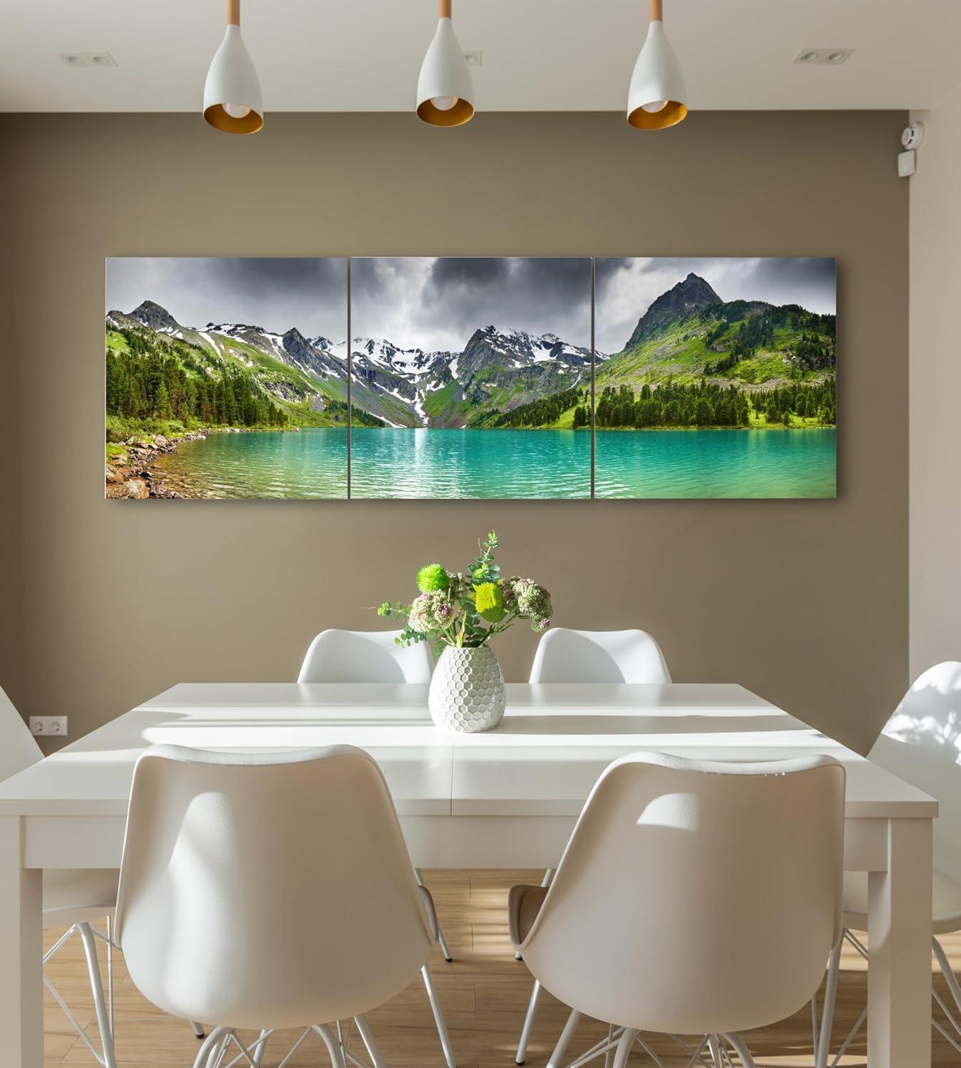 Modern Framed Mountain & Lake Landscape Canvas Print Set