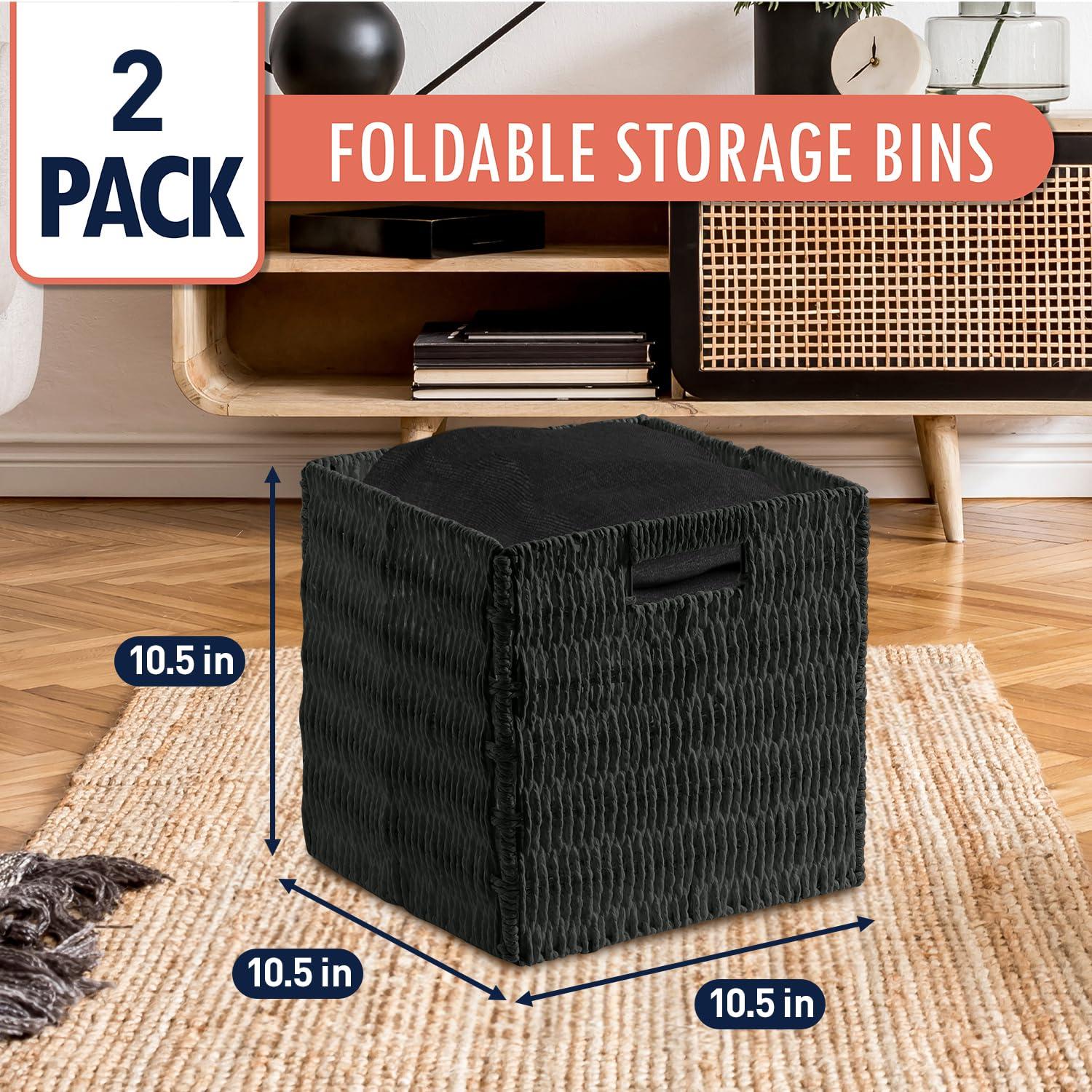 Latitude Run® 2 Pack Wicker Paper Storage Basket Cube Bin (Set of 2)