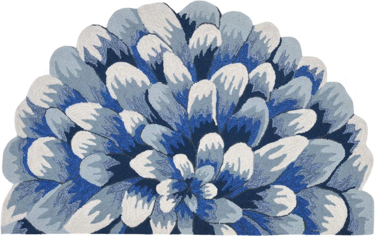 Liora Manne Frontporch Mum Indoor/Outdoor Rug Blue 2' x 3'
