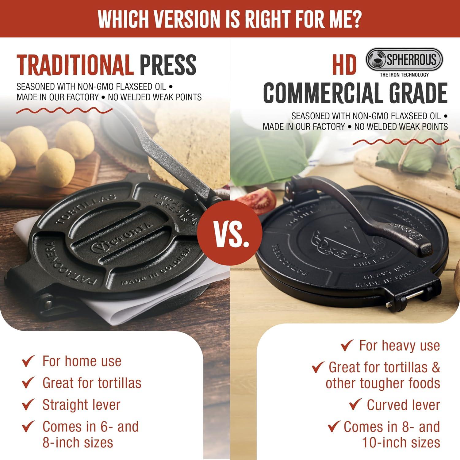 Victoria 10-Inch Heavy-Duty Cast Iron Tortilla Press
