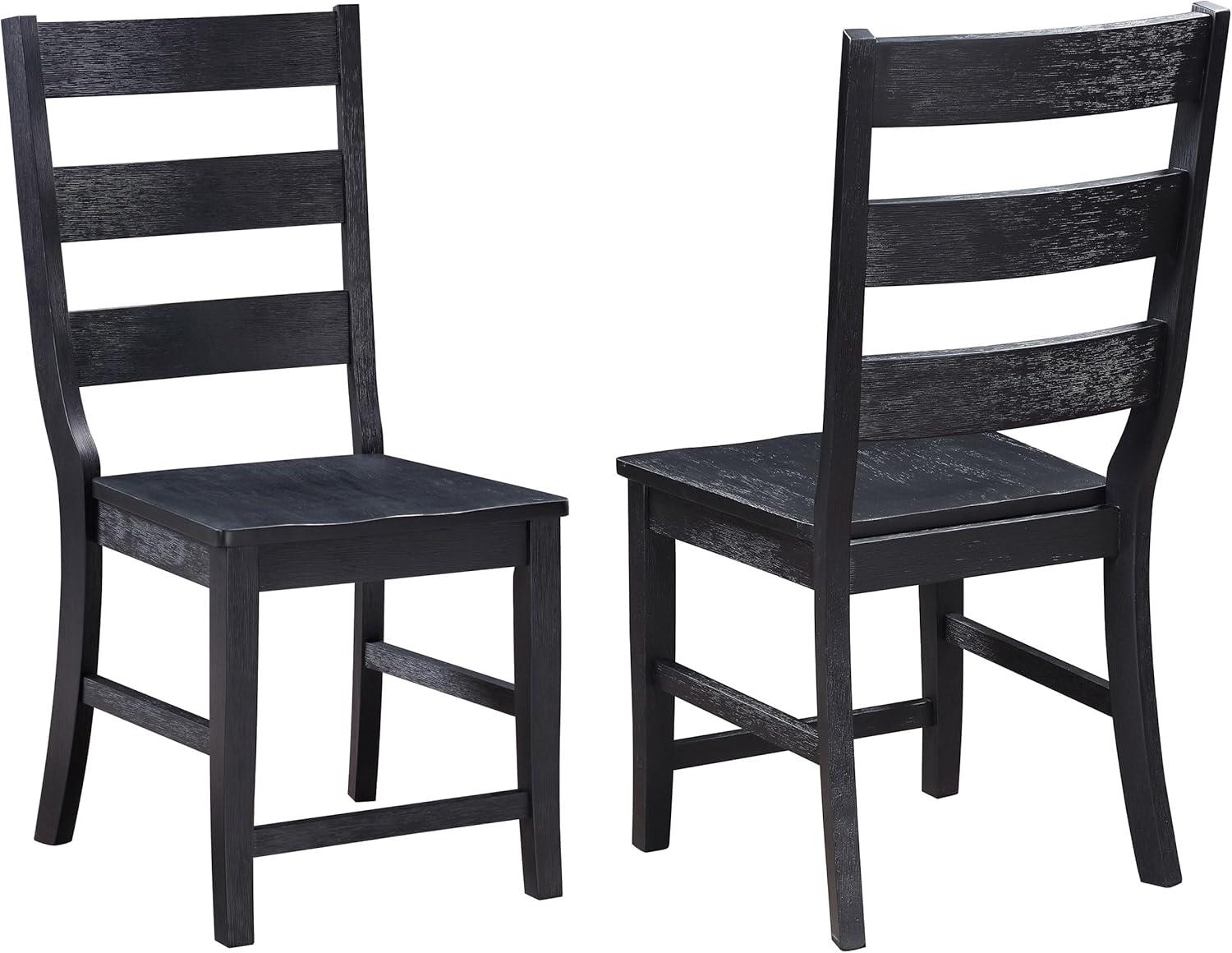 Coaster Newport Wood Ladder Back Dining Side Chair in Black