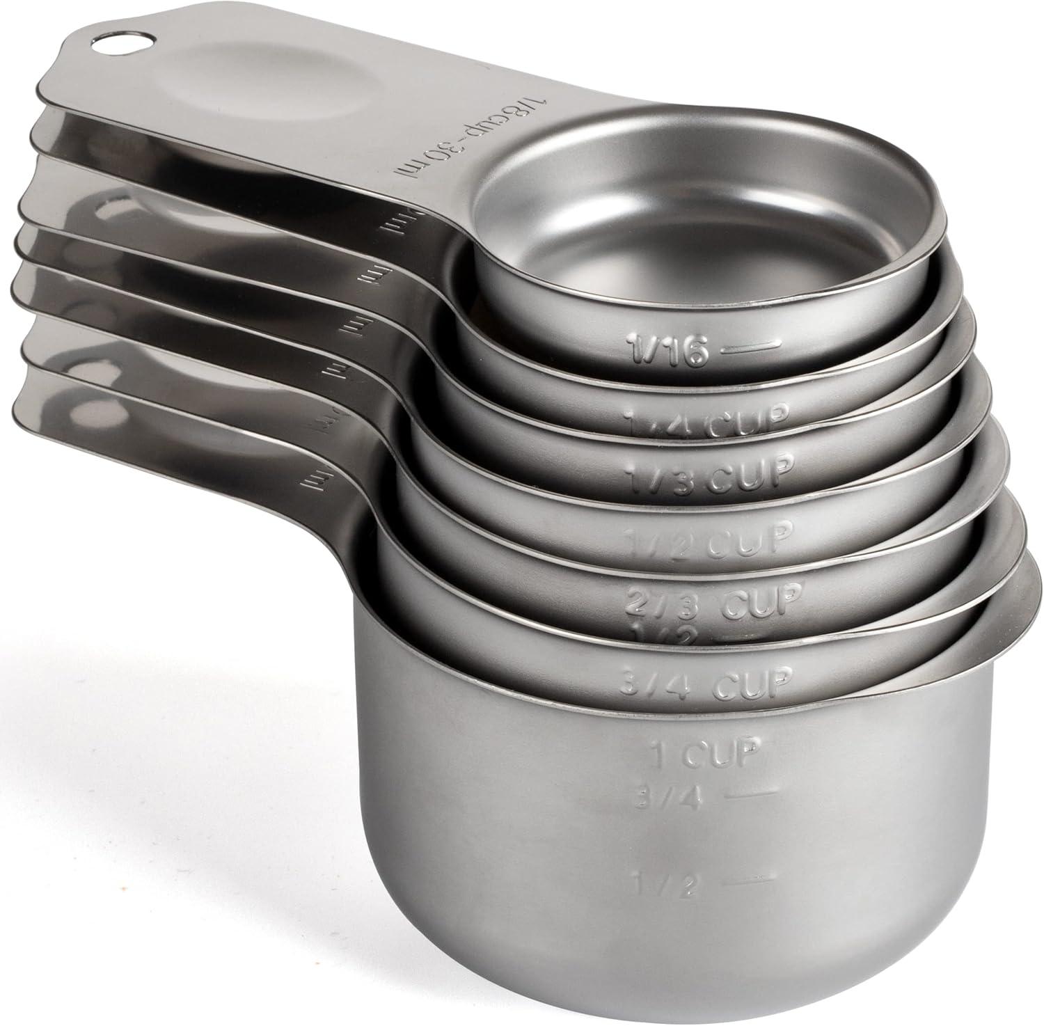 hghfhj  7-Piece Premium Stainless Steel Measuring Cups Set - Accurate  Magnetic  Easy Storage  and Durable for Liquid  Baking  and Kitchen Essentials - Compact and Space-Saving Design