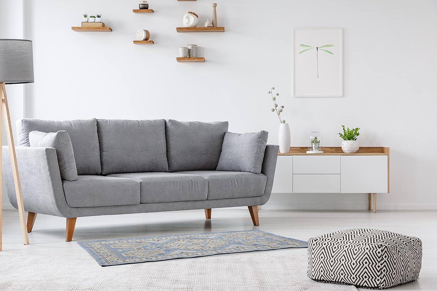 French Connection French Connection Oriental Flatweave Cotton Blue Area Rug
