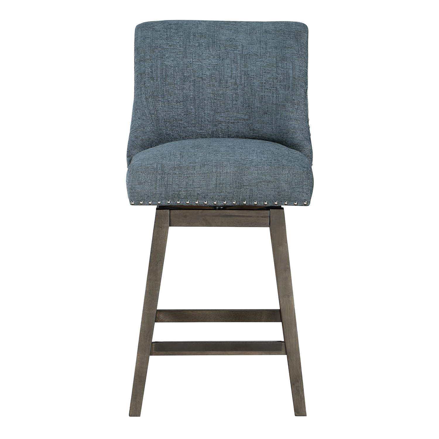 Granville Swivel Upholstered Counter Stool with Solid Wood Frame