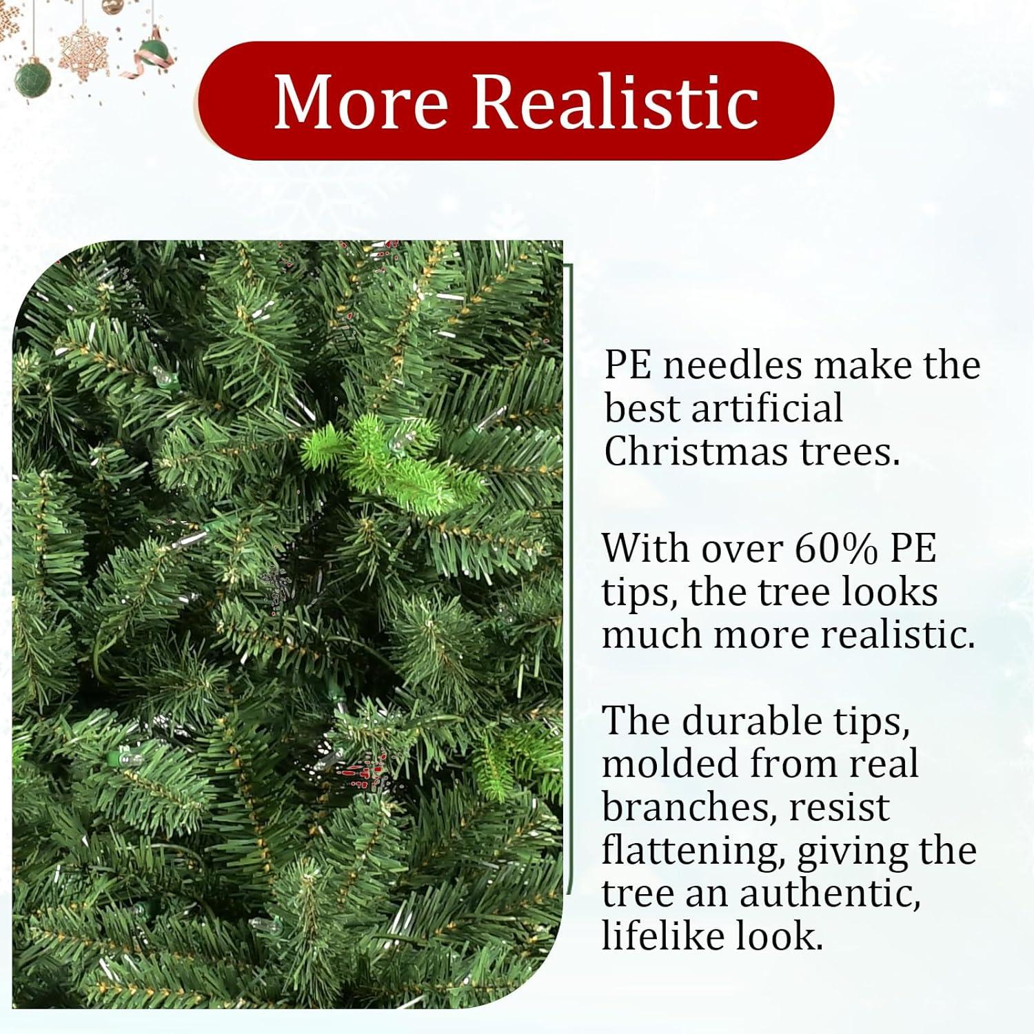 Bringstar 5FT Unlit Artificial Christmas Tree, Green Xmas Tree with 308 Tips and Folding Metal Stand, for Indoor Holiday Decoration