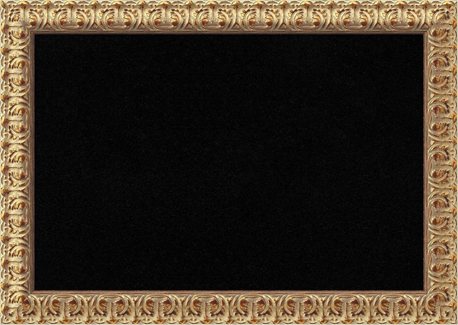 Amanti Art Black Cork Board Wood Framed Florentine Gold Bulletin Board 27 in. x 19 in.