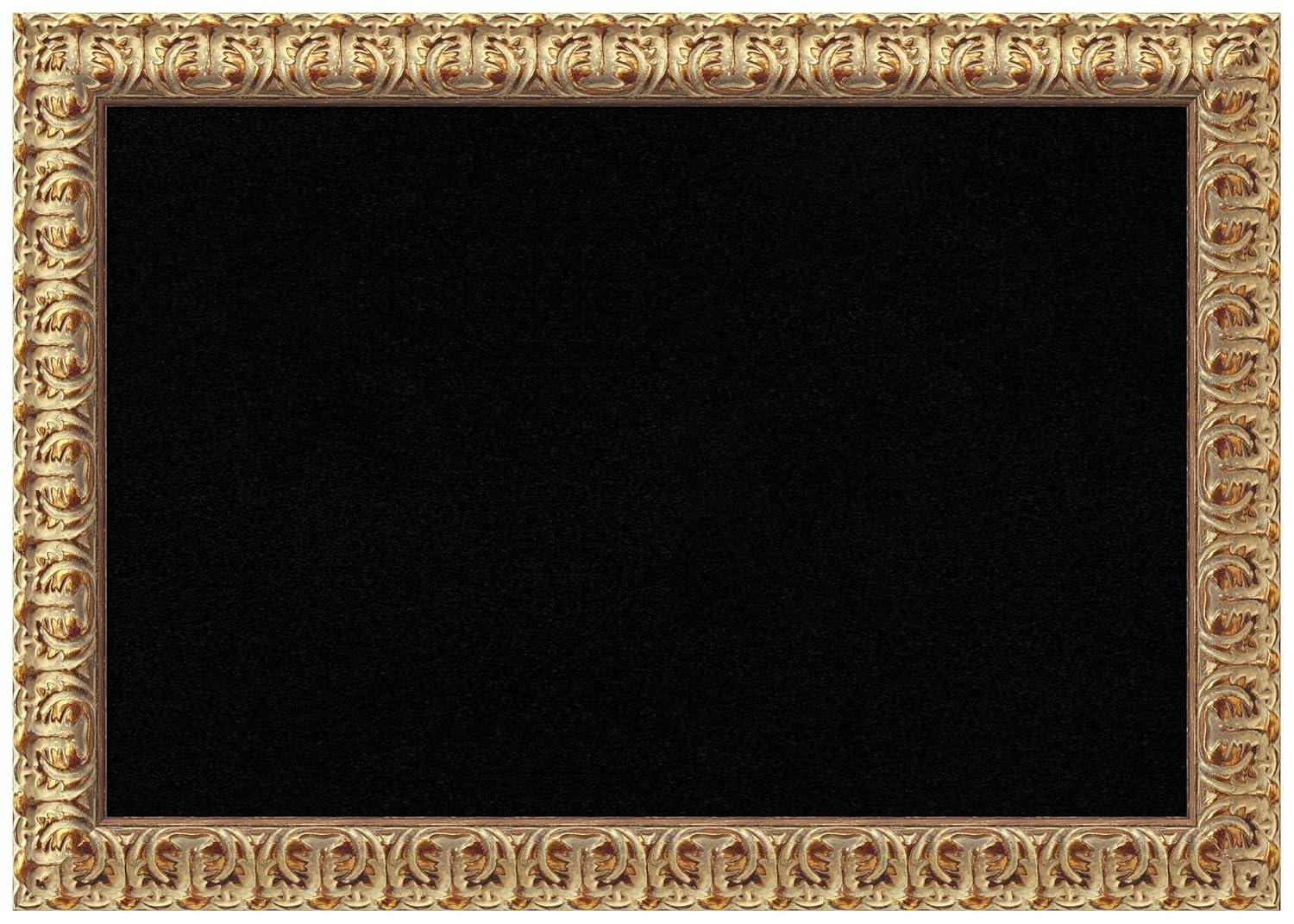 Amanti Art Black Cork Board Wood Framed Florentine Gold Bulletin Board 27 in. x 19 in.