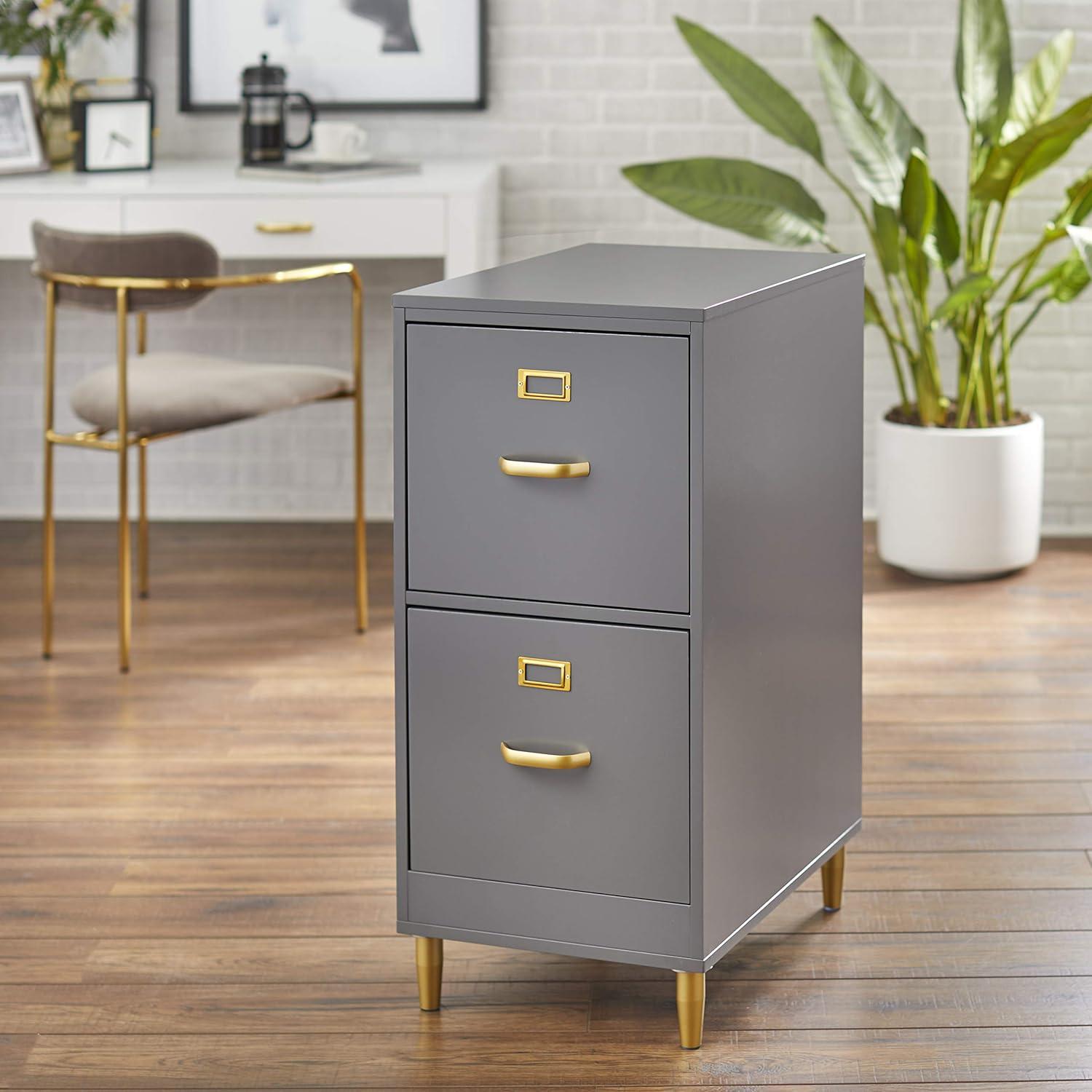 Buylateral 2 Drawer Dixie Filing Cabinet Blush Pink: Modern Vertical Storage, MDF Construction, 33"H x 15"W