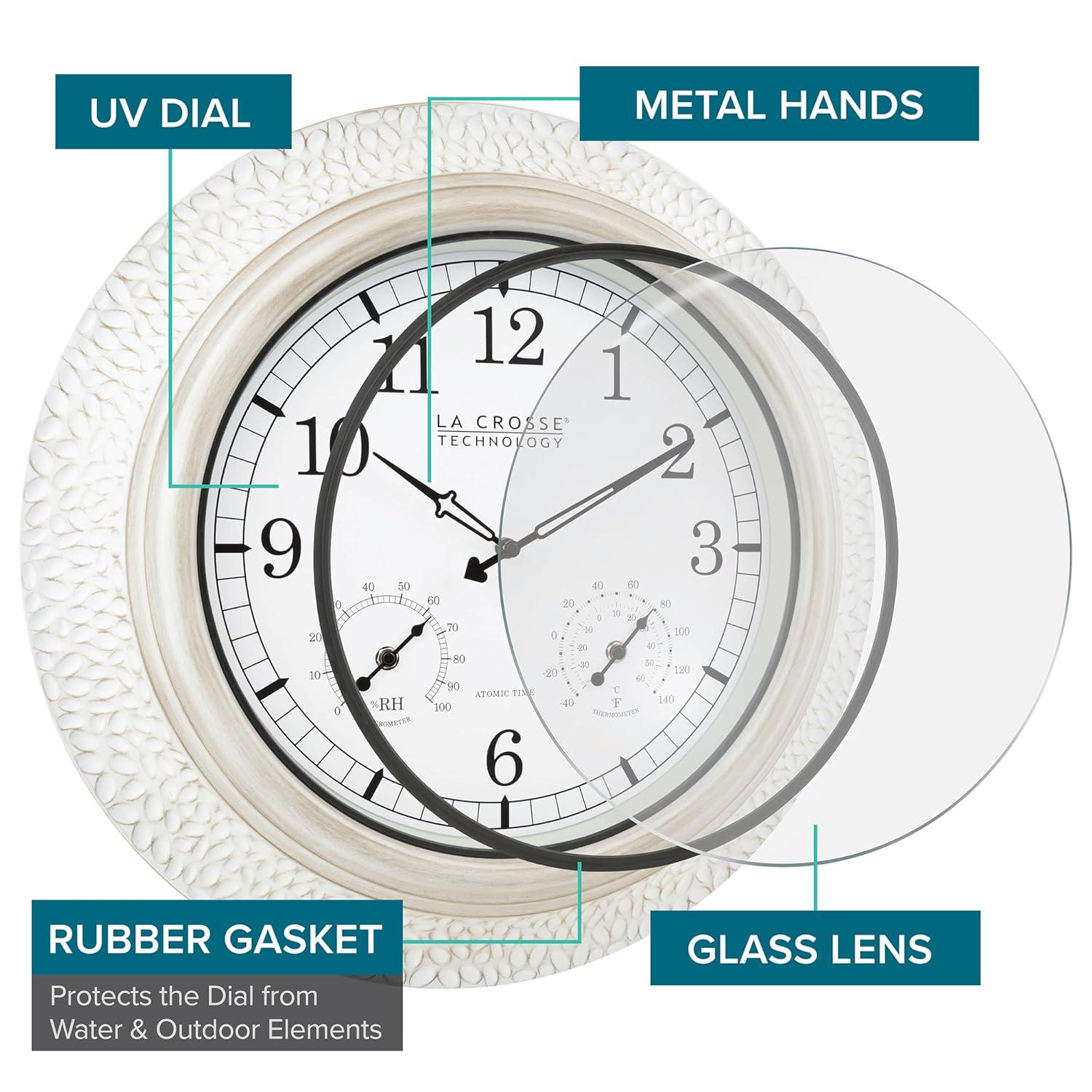 La Crosse Technology 21" Atomic Analog Wall Clock with Temperature & Humidity