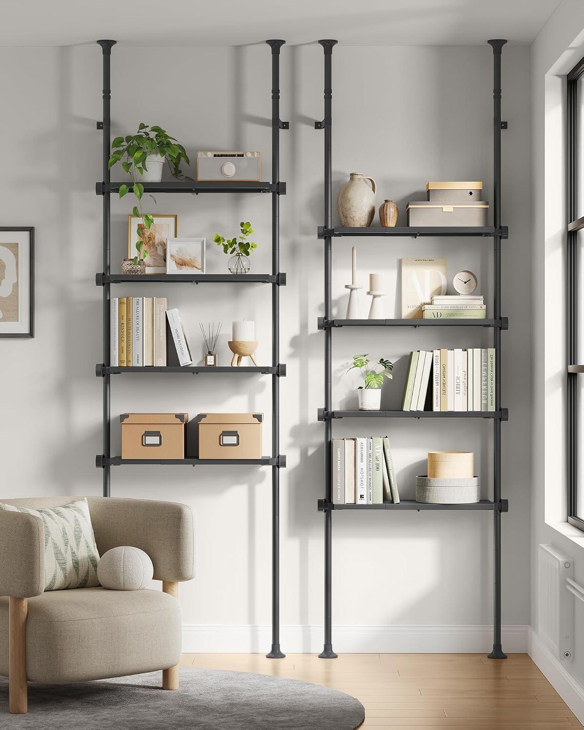 Ink Black Adjustable Over-the-Toilet 4-Tier Storage Shelf