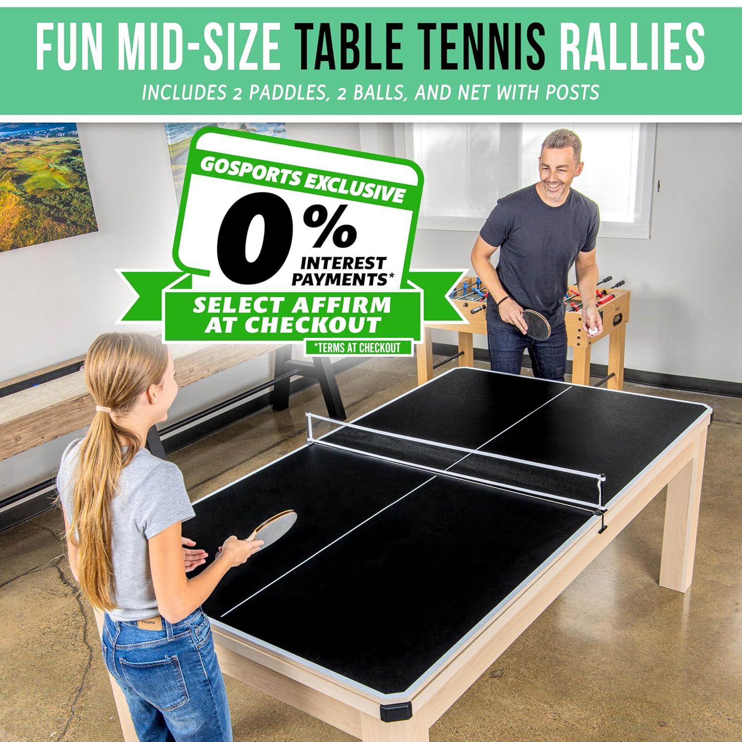 Gosports 7 Ft 3-in-1 Multi Game Pool Table Set with Dining Top, and Table Tennis Game