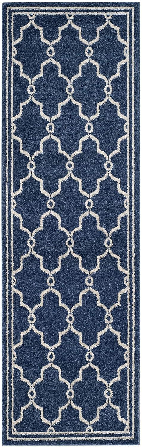 Amherst AMT414 Power Loomed Indoor Runner Rug - Navy/Beige - 2'3"x7' - Safavieh