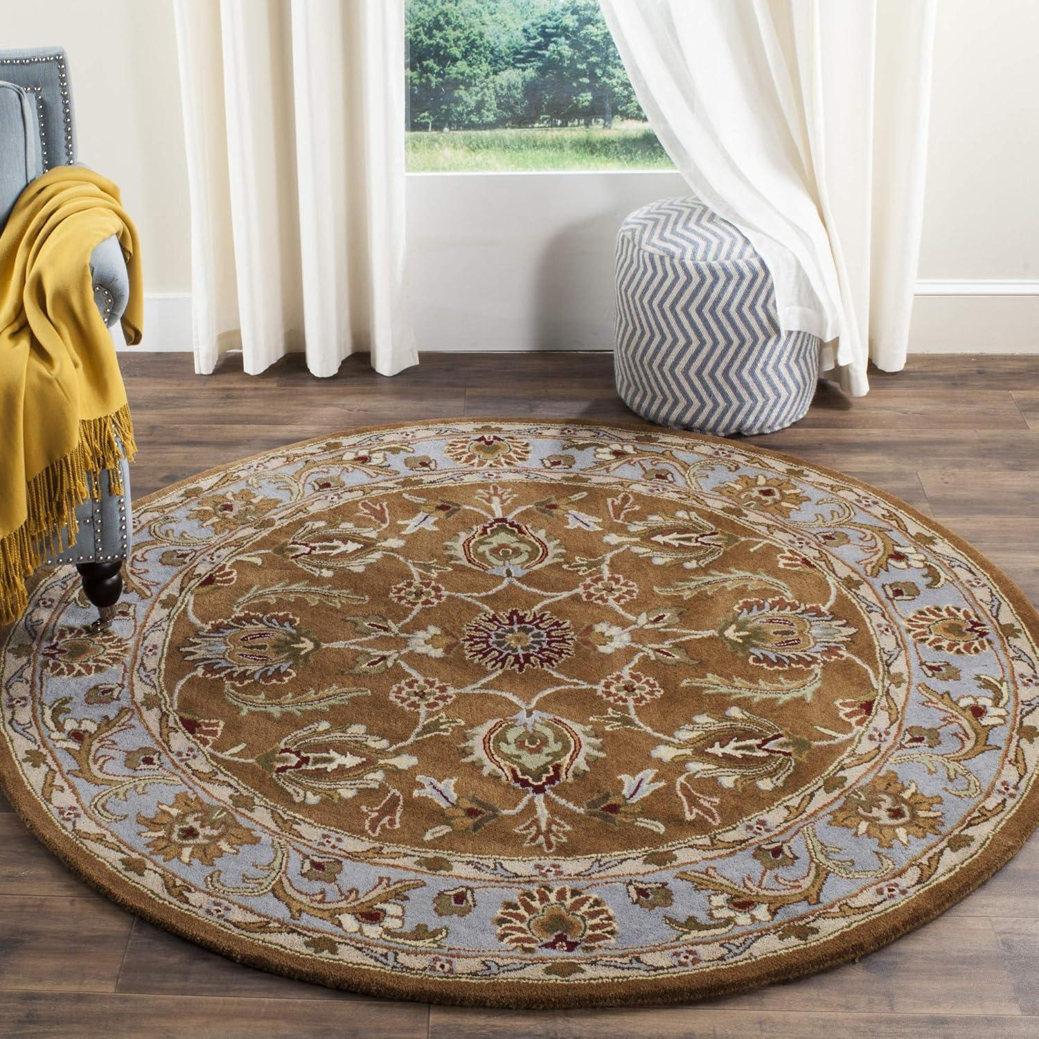Heritage HG812 Hand Tufted Area Rug - Blue/Brown - 6' Round - Safavieh.
