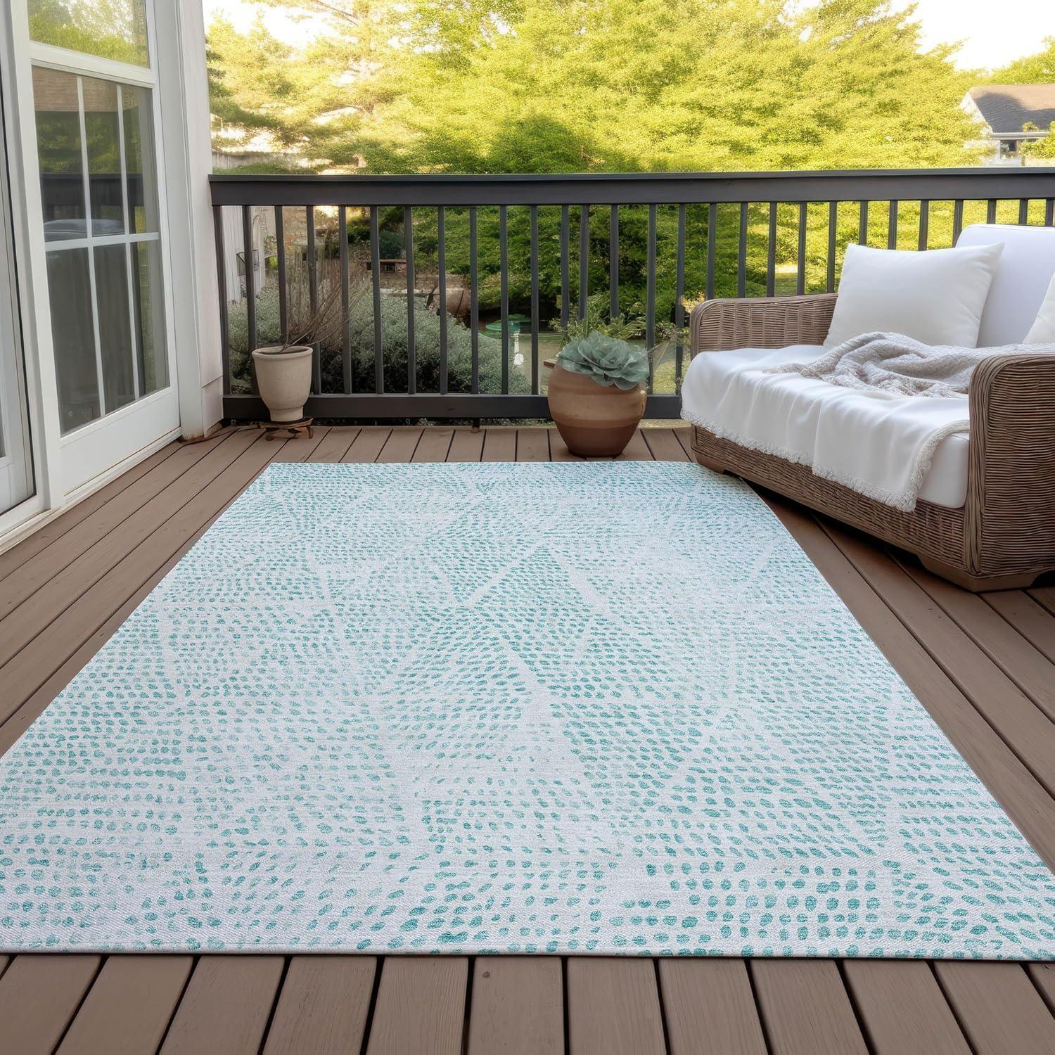 Addison Rugs Chantille ACN591 Aqua 2'6" x 3'10" Indoor Outdoor Area Rug, Easy Clean, Machine Washable, Non Shedding, Bedroom, Living Room, Dining Room, Kitchen, Patio Rug