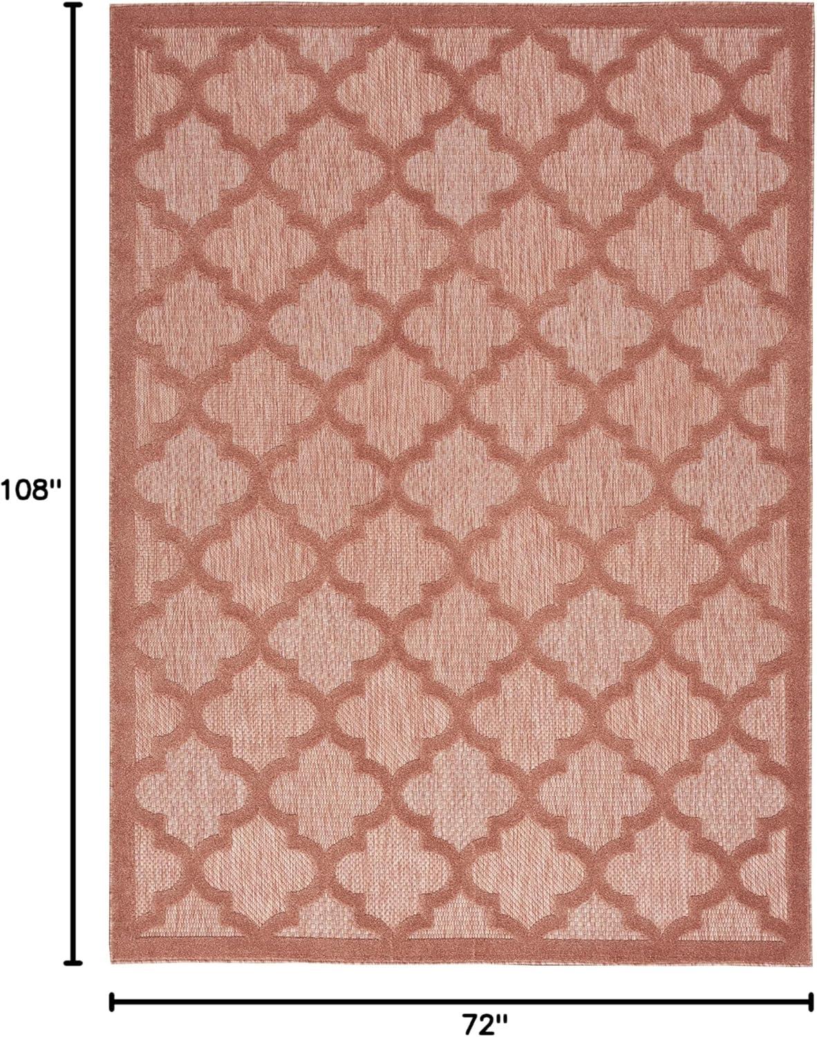 Nourison Easy Care Trellis Flatweave Indoor Outdoor Area Rug 6' x 9' Coral/Orange