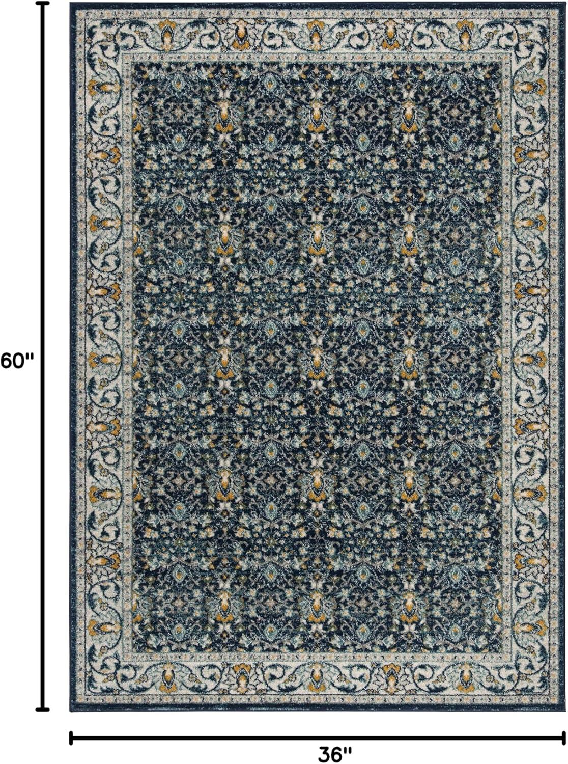 Madison MAD151 Power Loomed Indoor Accent Rug - Navy/Creme - 3'x5' - Safavieh