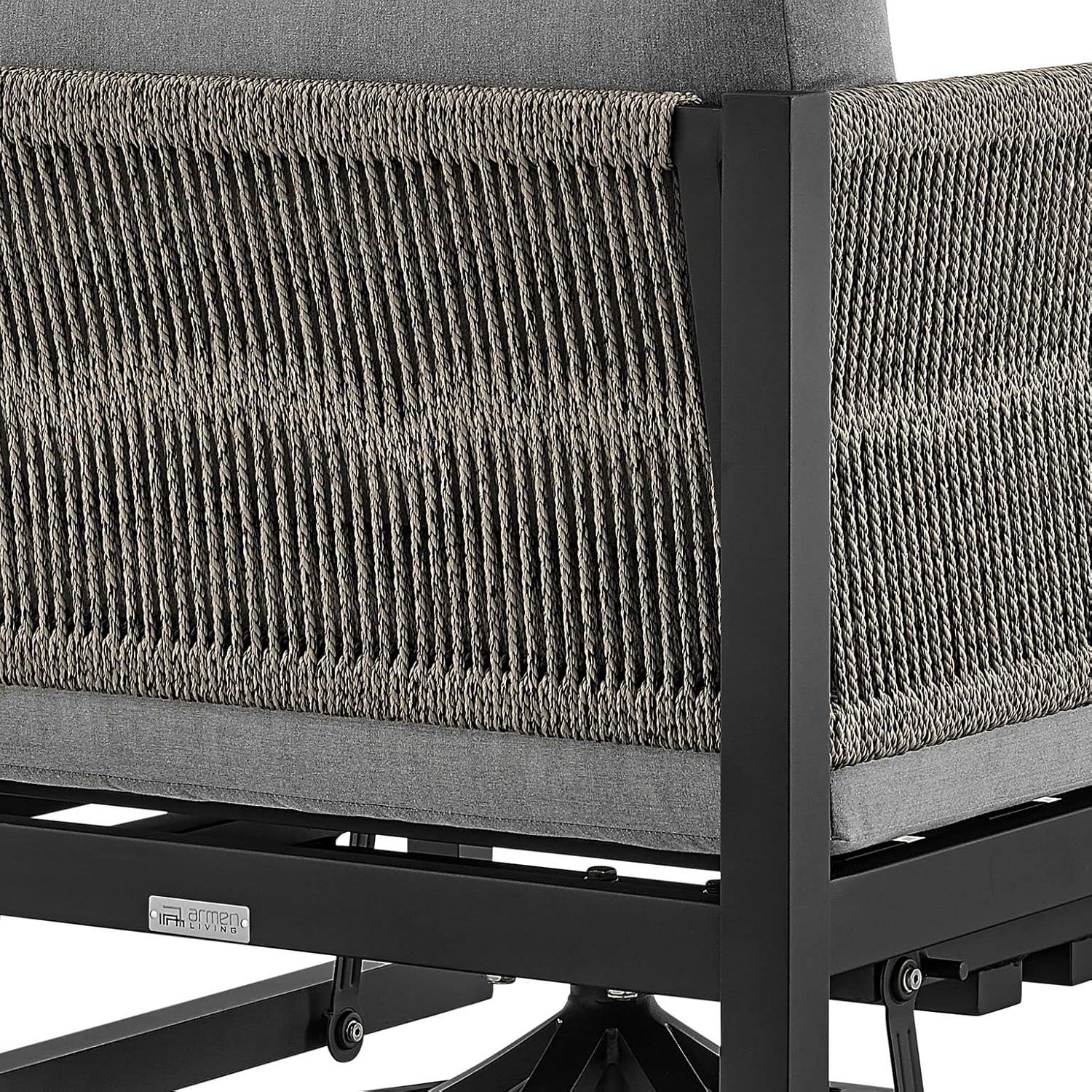 Armen Living Glider Upholstered Aluminum Lounge Chair, Black