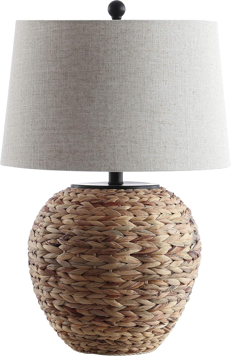 JYL6501A Alaro 24.5" Banana Leaf Basket LED Table Lamp Coastal Cottage Industrial Bedside Desk Nightstand for Bedroom Living Room Office College Bookcase LED Bulb Included, Natural