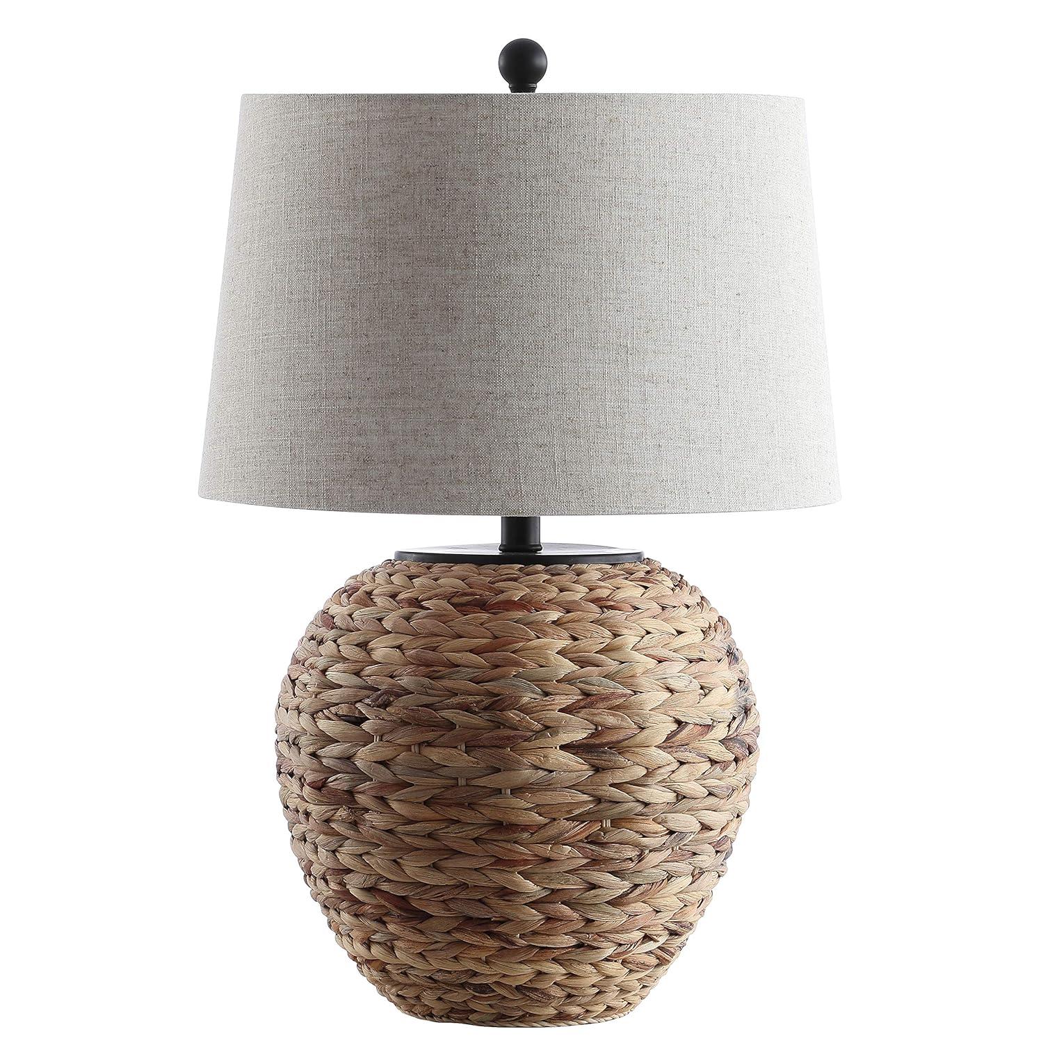 JYL6501A Alaro 24.5" Banana Leaf Basket LED Table Lamp Coastal Cottage Industrial Bedside Desk Nightstand for Bedroom Living Room Office College Bookcase LED Bulb Included, Natural