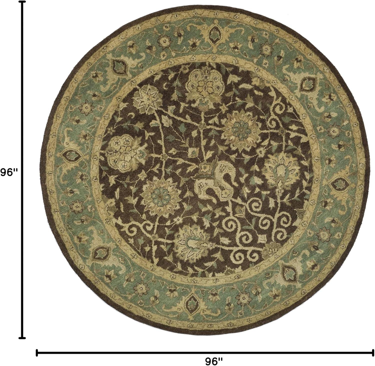 Antiquity AT21 Hand Tufted Indoor Area Rug - Brown/Green - 8' Round - Safavieh