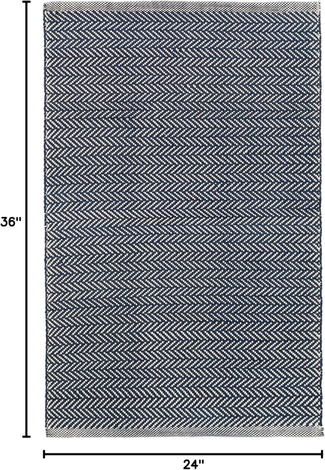 Herringbone Indigo Handwoven Cotton Rug