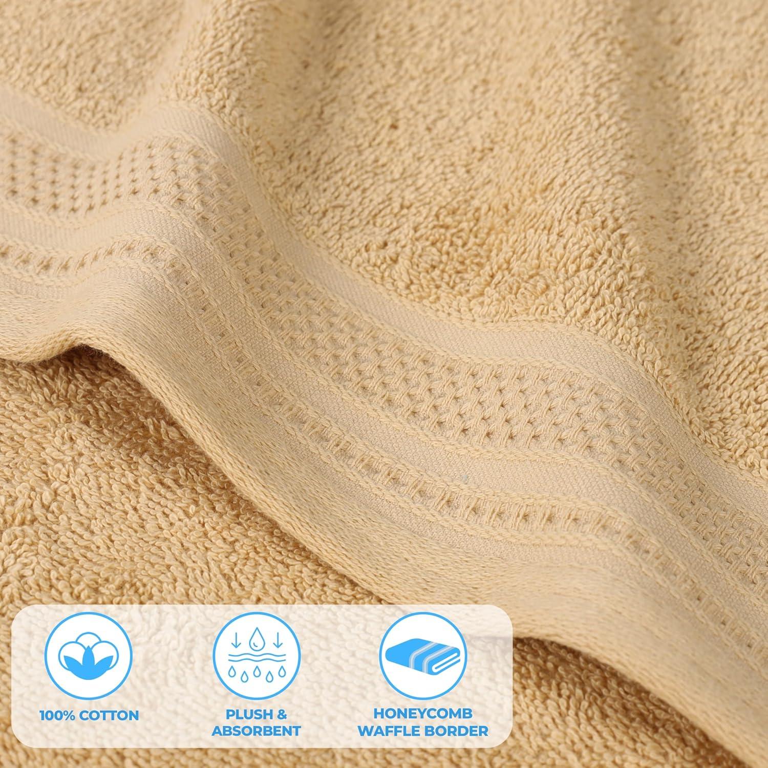 Superior Honeycomb Textured Waffle Border Cotton Medium Weight Bath Sheets (Set of 2)