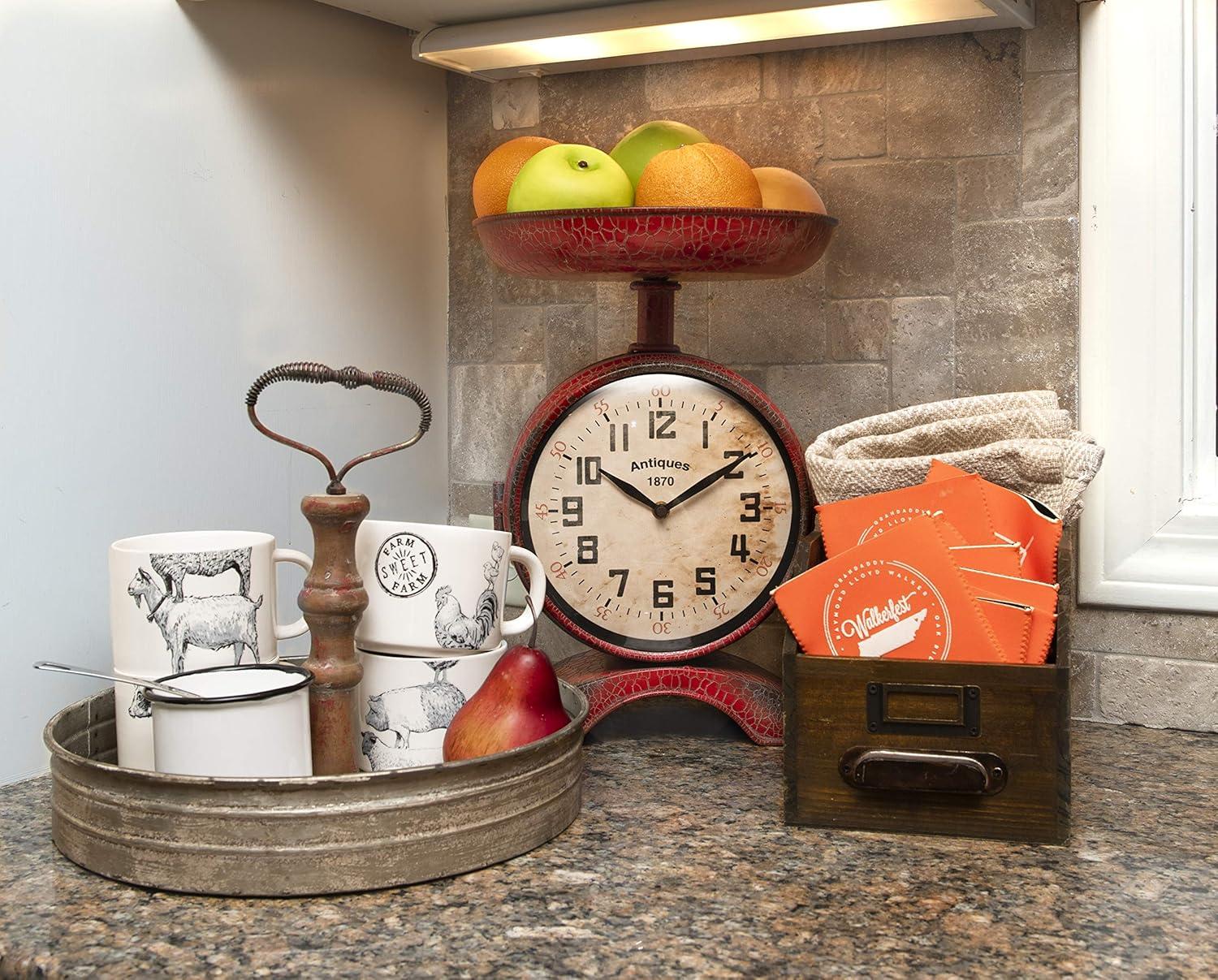 Creative Co-Op Round Metal & Wood Tray with Handle