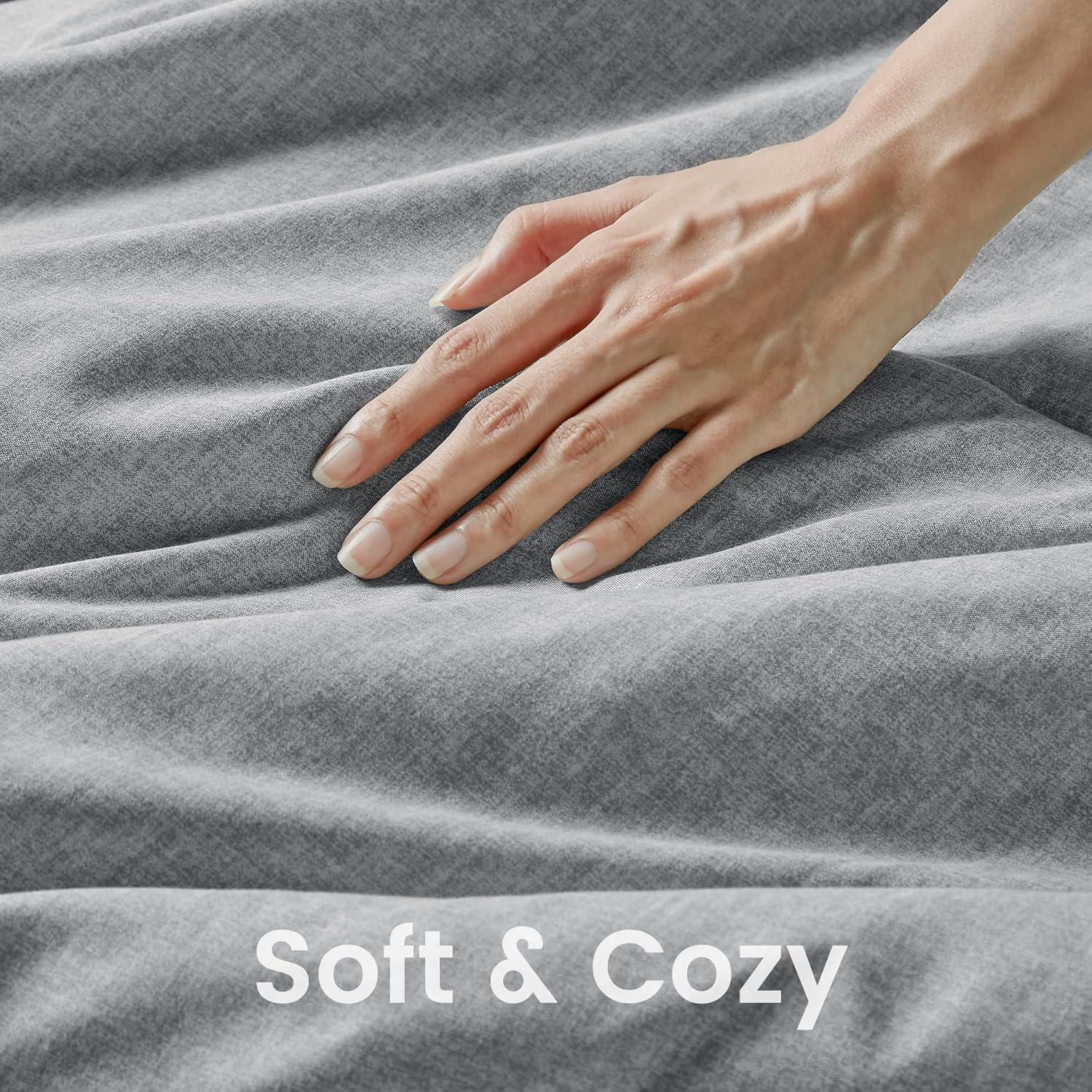 Comfort Spaces Twin Comforter Set - 2pcs (1 Microfiber Comforter & 1sham) Farmhouse Bedding Comforter for All Seasons Boho Bedding Set, Lightweight Solid Bed Comforter Sets, Twin/Twin XL, Grey