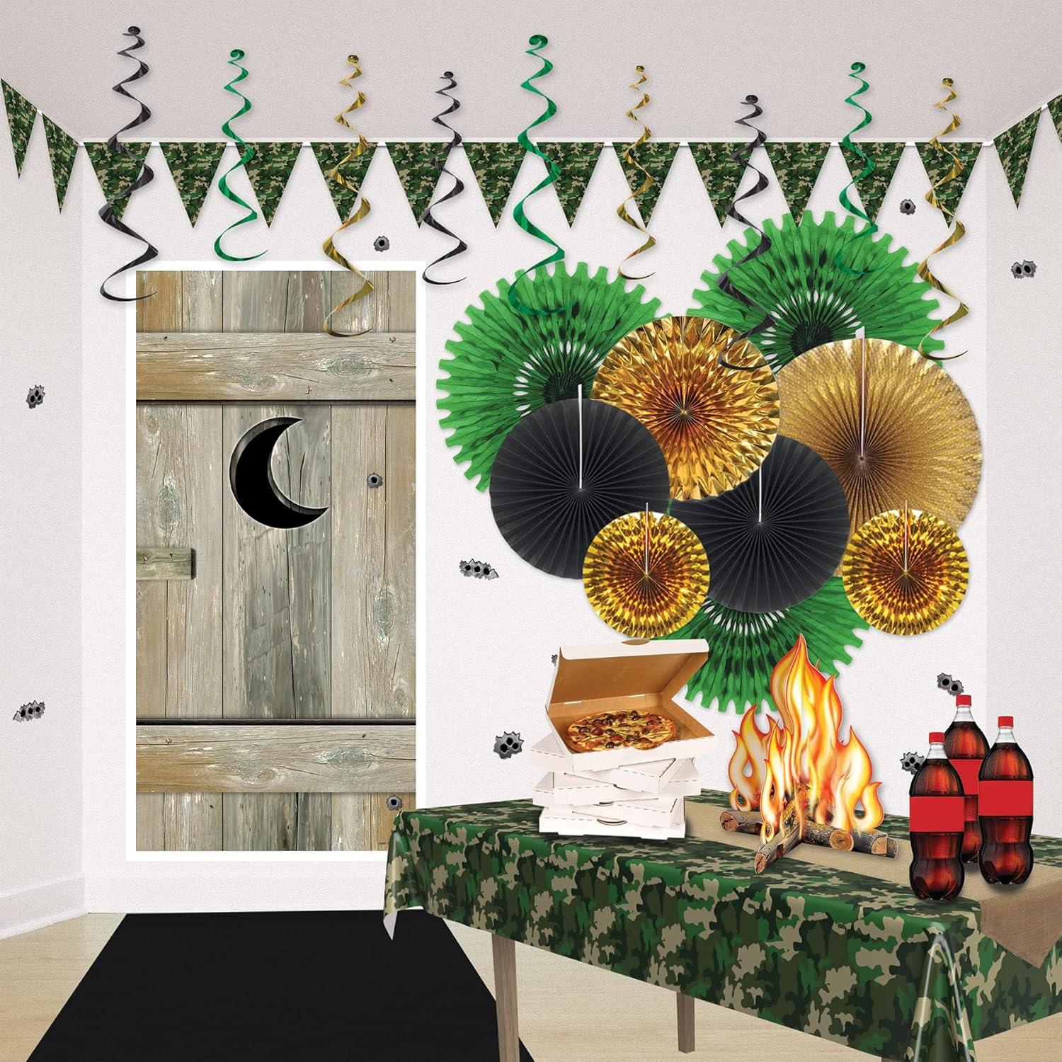 Camouflage Green and Beige Rectangular Plastic Table Cover