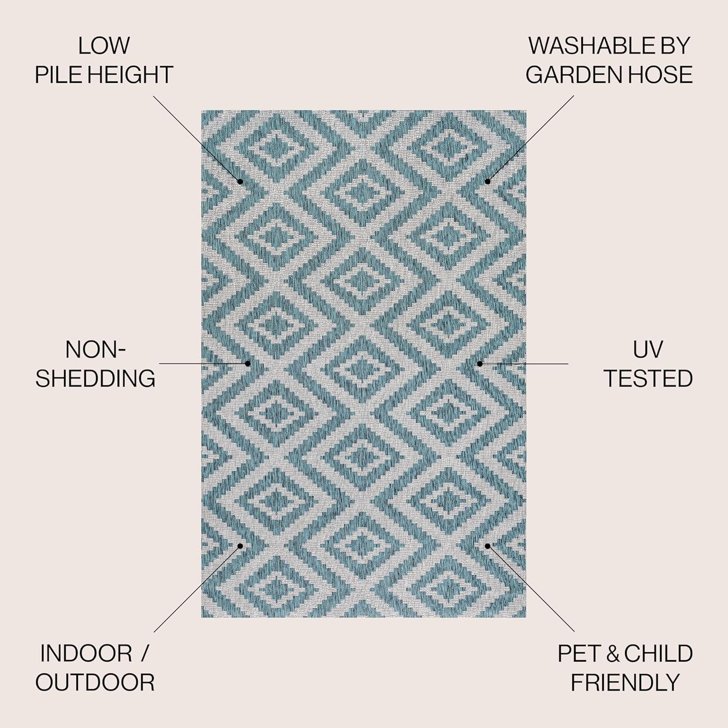 3'x5' Sintra Diamond Indoor/Outdoor Area Rug, Blue/Gray - JONATHAN Y